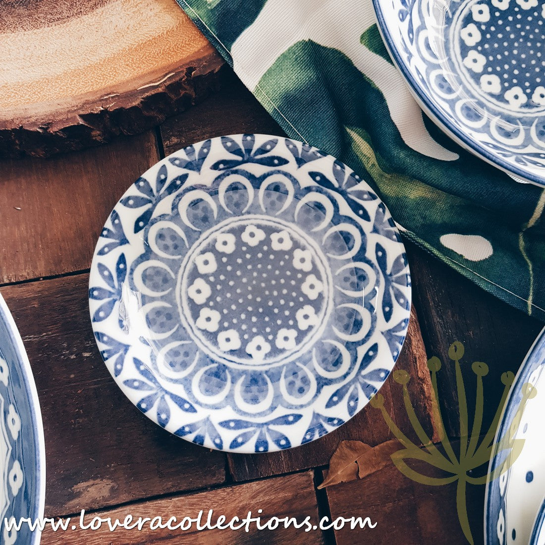 Awasaka Japan Blue and White Polka Dot Dessert Plates Set - 3 Piece Ceramic Bowls for Desserts, Snacks, Condiments | Elegant Tea Party, Japanese Dining, Home Decor