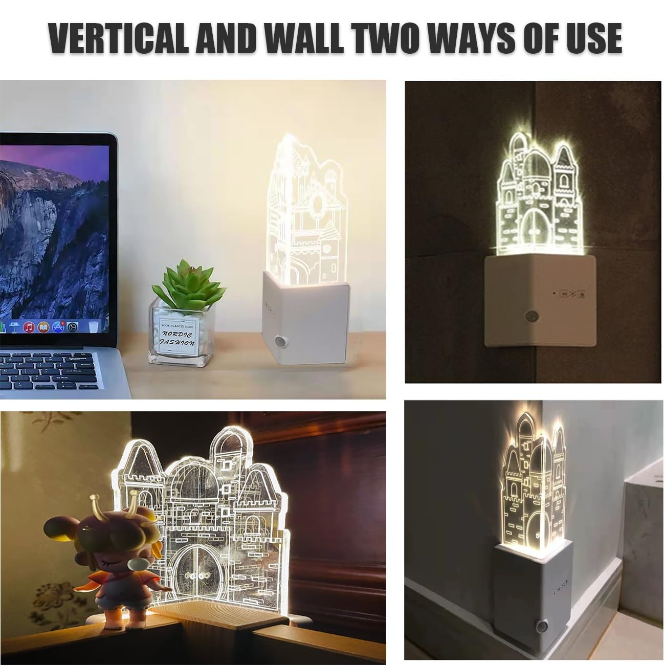 Rechargeable Motion Sensor Night Light with Safety Corner Guards - Wall Mounted LED Lamp for Nighttime Safety, Security Protection & Energy Saving | Perfect for Hallways, Stairs, Bedrooms & Bathrooms