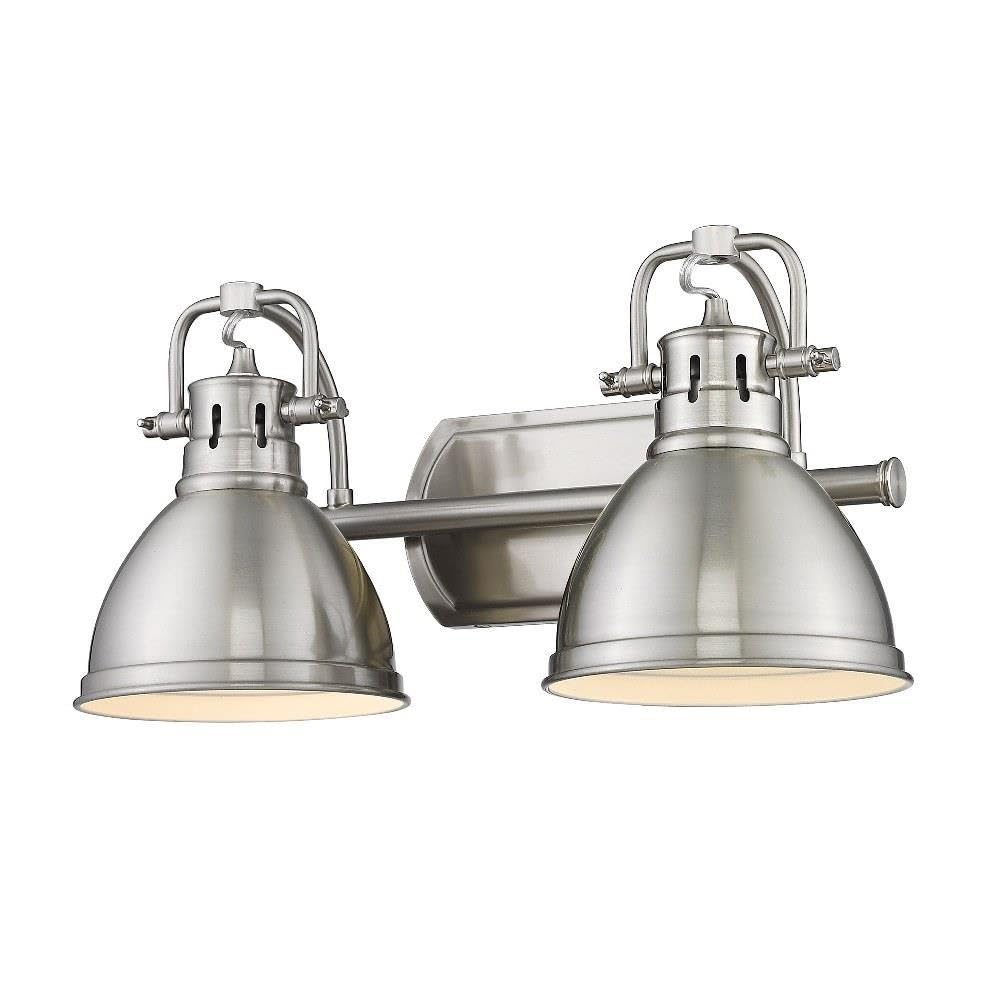 2-Light Bathroom Vanity Light Fixture with Metal Shades - Vintage Inspired Pewter Finish - Perfect for Farmhouse, Rustic & Traditional Bathroom Decor (Model: 170-Bel-4554777)