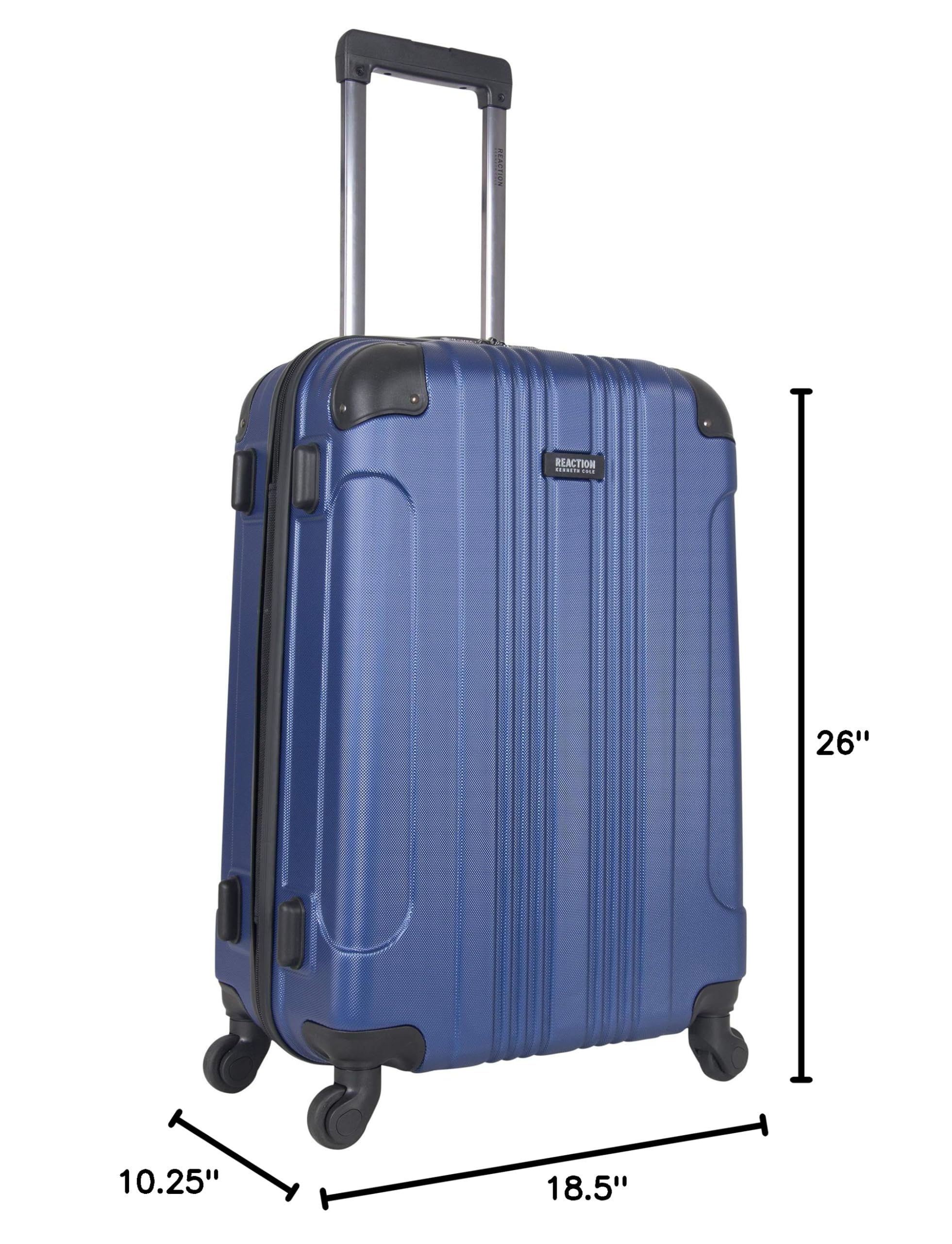 Kenneth Cole REACTION Out of Bounds Lightweight Hardshell 4-Wheel Spinner Luggage - 24-Inch Checked Suitcase, Cobalt Blue | Durable Expandable Carry-On for Travel, Business Trips & Vacations