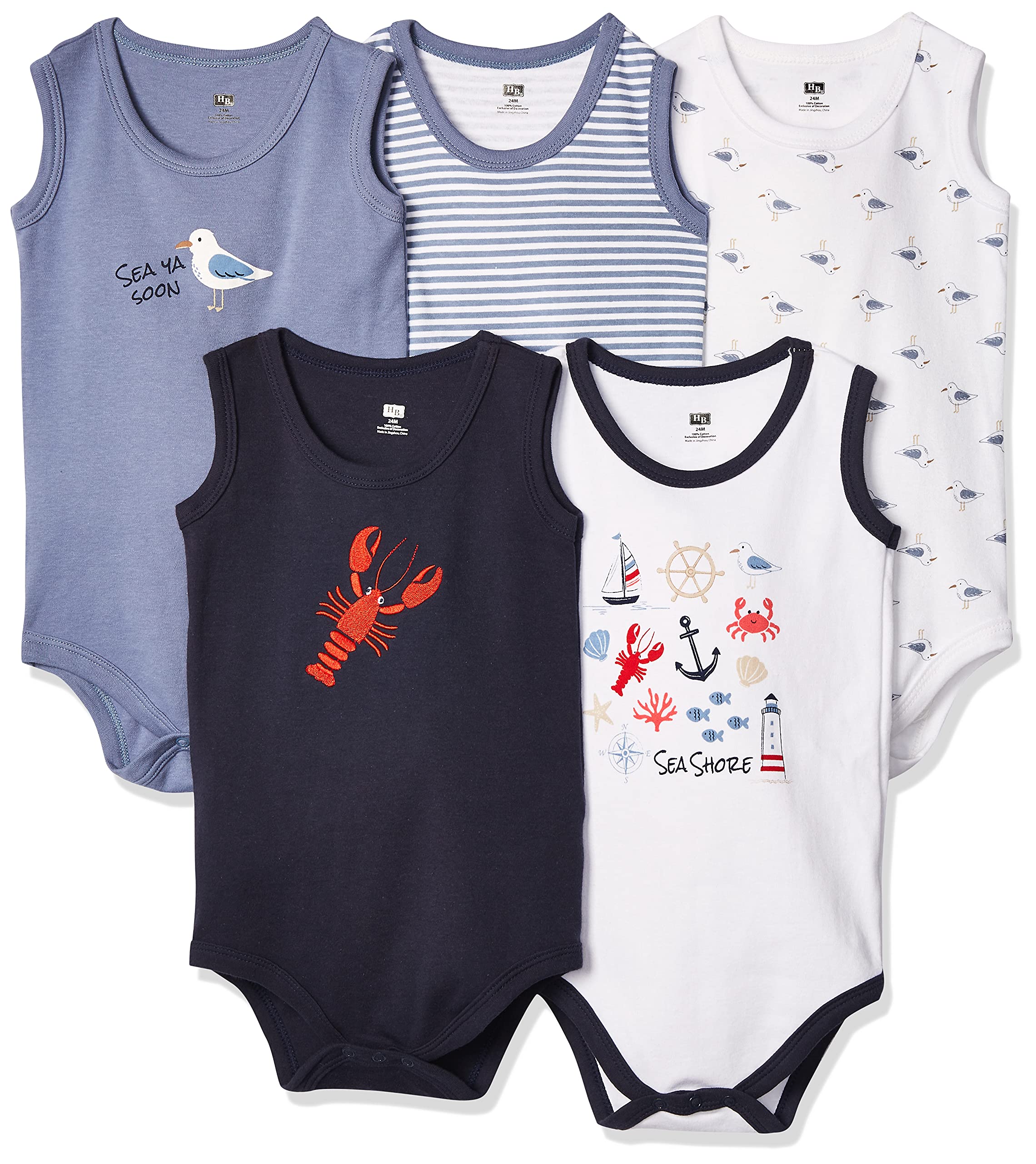 Hudson Baby Unisex Cotton Sleeveless Bodysuits for Newborns & Infants - Soft, Breathable Onesies for Summer & Playtime