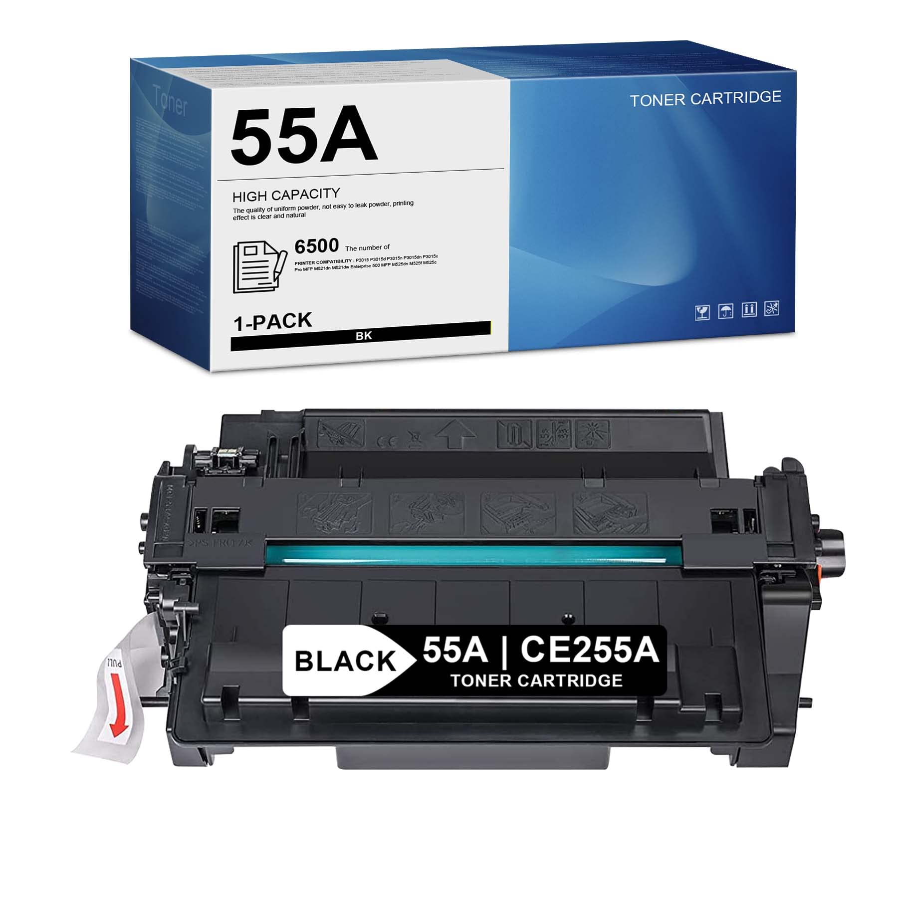 BAGA HUIAYA Compatible HP 55A CE255A Toner Cartridge Replacement - Black (1-Pack) for HP LaserJet P3015, P3015dn, MFP M521dn, Enterprise 500, MFP M525dn, MFP M525f Printers | High-Quality Standard Toner for Office & Home Printing Needs