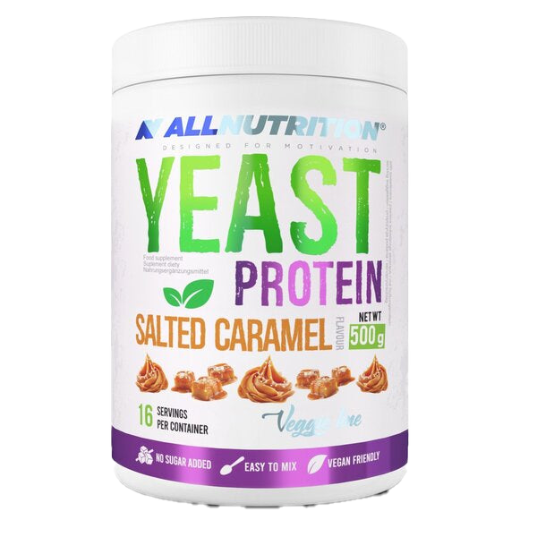 Allnutrition Yeast Protein Powder - Salted Caramel Flavor 500g | Vegan Protein Supplement for Baking, Smoothies & Post-Workout Recovery