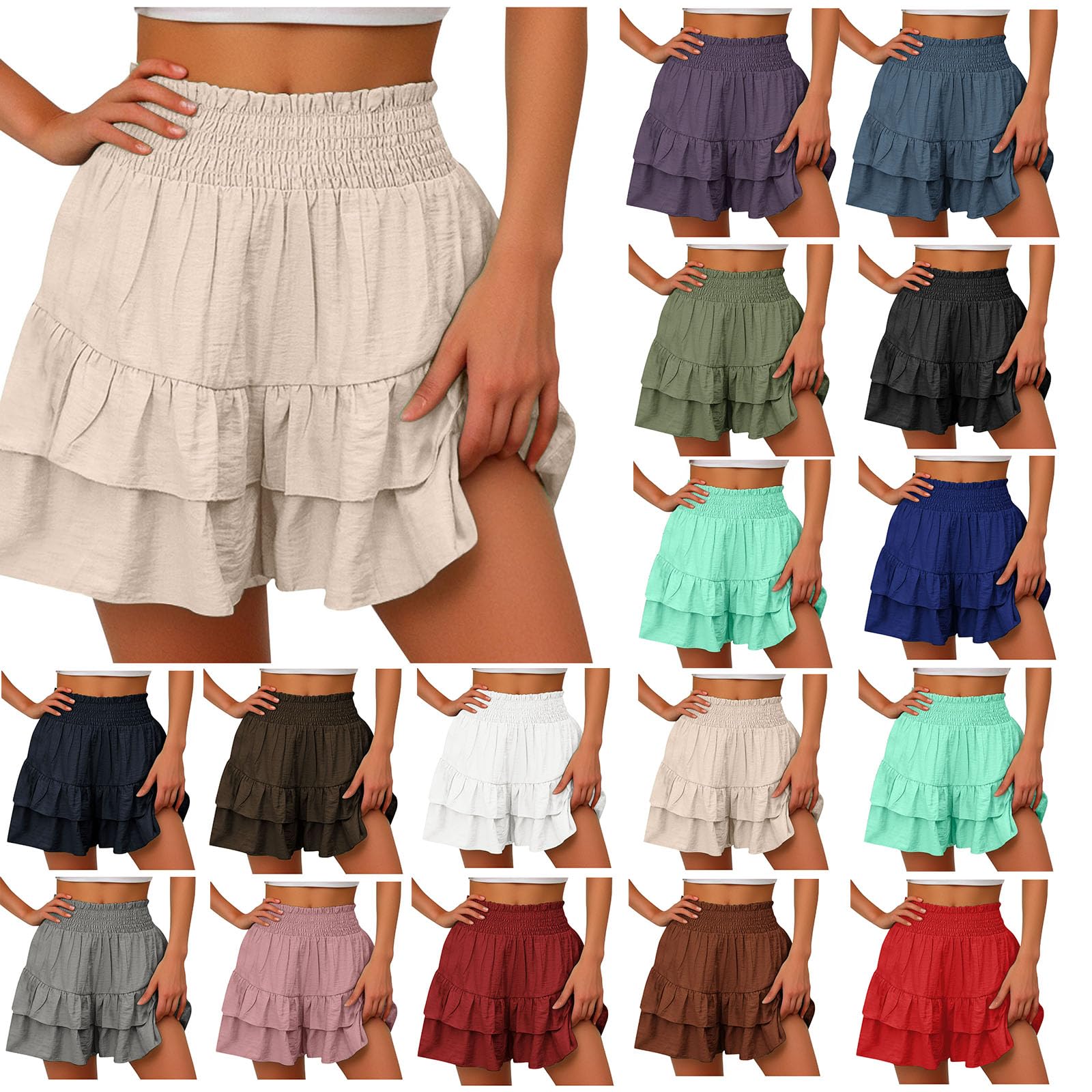Women's High Waisted Bermuda Shorts - Summer Casual Beach Shorts for Outfits