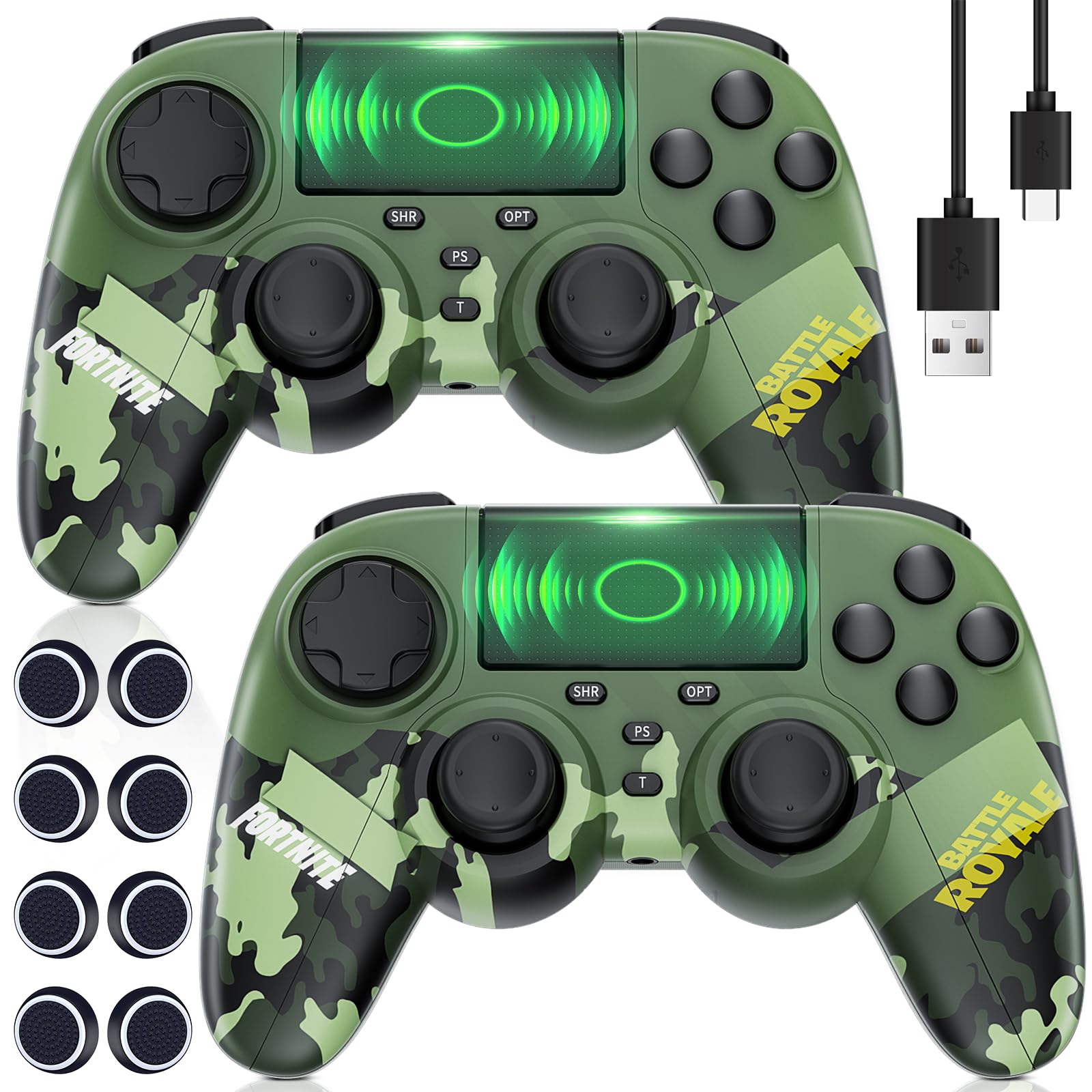 TURPOW 2 Pack Wireless Bluetooth Game Controller for PS4/Slim/Pro - High Sensitivity Joystick for Gaming, Compatible with PC/Android/iOS - Perfect for FPS, Racing & Action Games