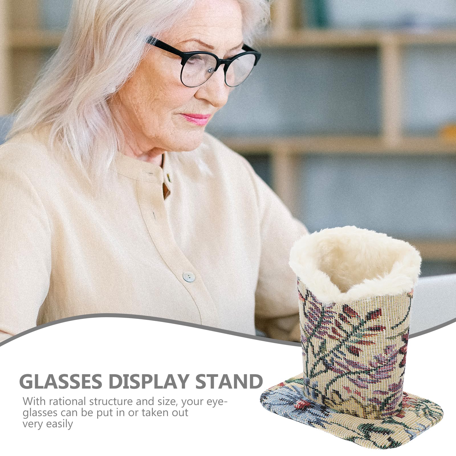 2Pcs Soft Plush Eyeglass Holder Stand - Non-Slip Glasses Display with Plush Lining for Desk & Nightstand - Perfect for Home, Office, and Travel Organization