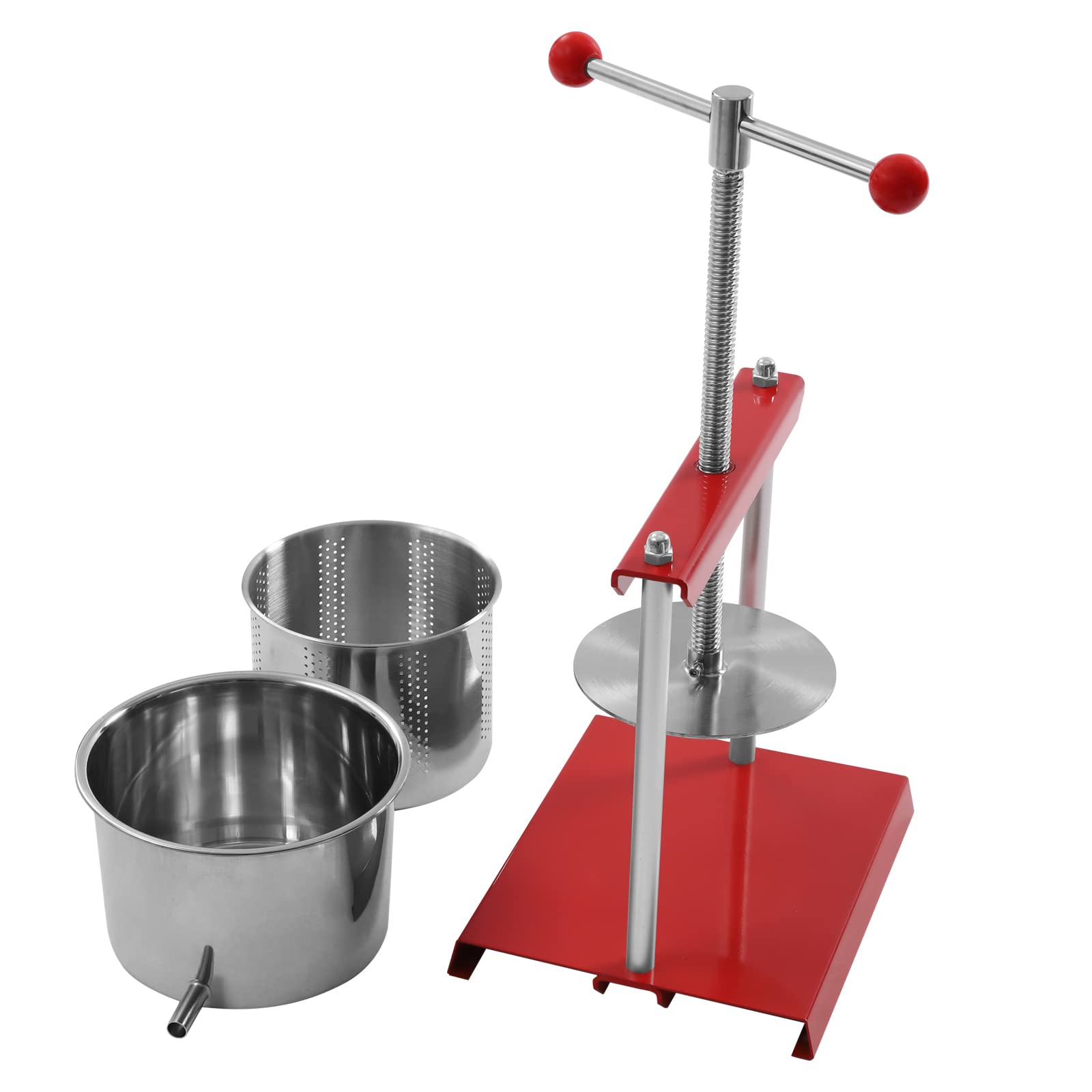Stainless Steel 1.6 Gallon Manual Fruit Press for Juice, Wine, Cheese, Olive Oil - Herb Tincture & Vegetable Extractor - Perfect for Home Brewing, Cider Making, and DIY Essential Oils