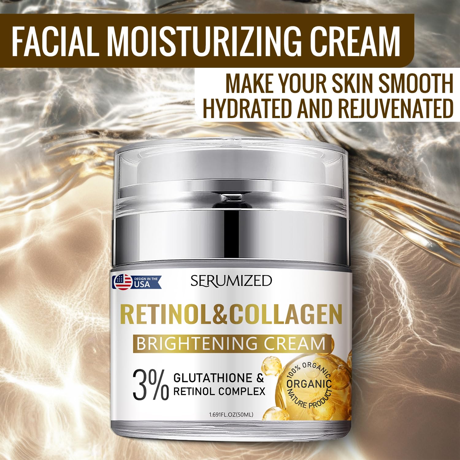 Retinol Cream for Face - Anti Aging & Wrinkle Moisturizer with Collagen for Women & Men, Day & Night Facial Care for Face & Neck (1.69 Fl Oz/50ml) - Perfect for Daily Skincare Routine & Anti-Aging Treatment
