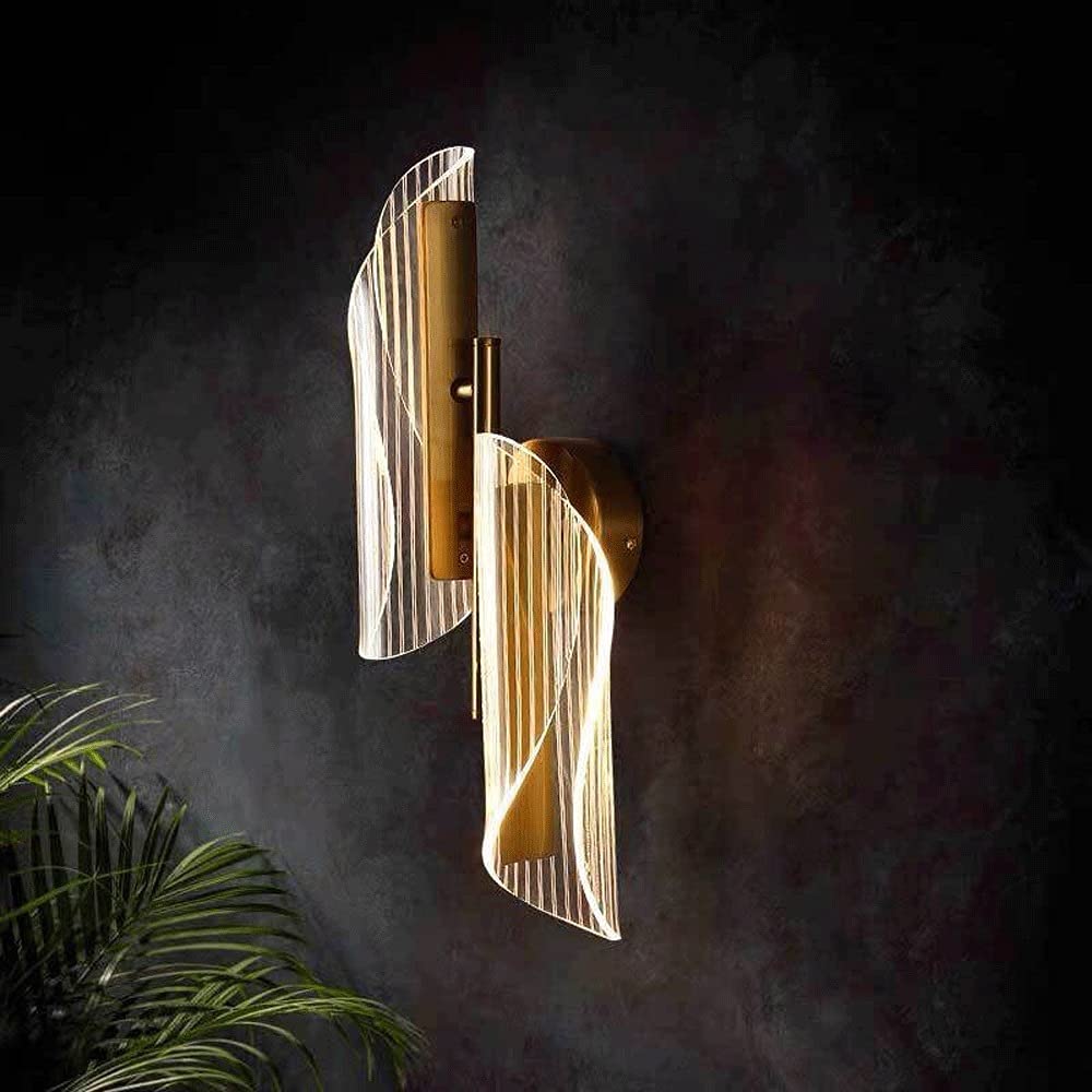 Modern Double Head Wall Lamp - Gold Acrylic Sconce with Tri-Tone Light for Bedroom, Living Room & Study