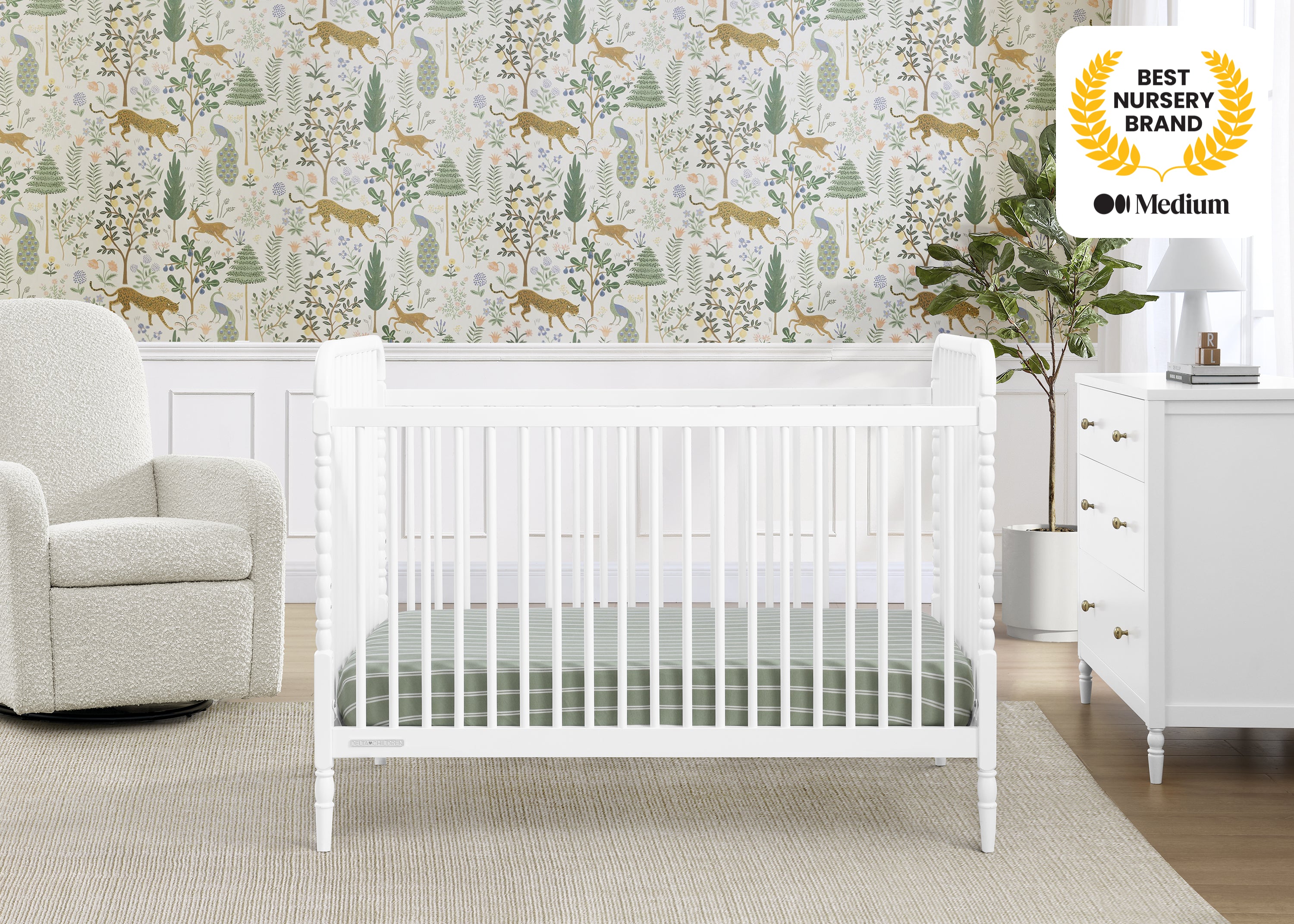 Serena 4-in-1 Convertible Baby Crib - Toddler Bed, Daybed & Full-Size Bed Frame - Nursery Furniture for Boys & Girls - Perfect for Newborns to Teens Bedroom