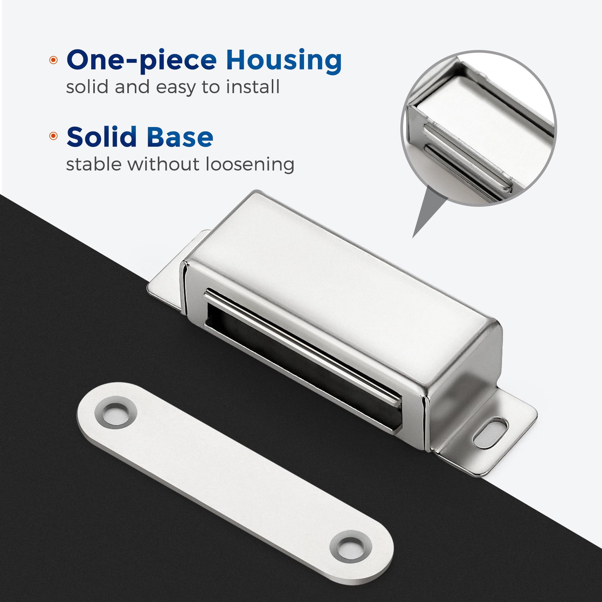 60lbs Heavy Duty Magnetic Cabinet Door Catch - 4 Pack Silver Concealed Magnets for Wardrobe, Closet, Cupboard & Drawer | Secure Cabinet Doors & Prevent Slamming | Perfect for Kitchen, Bathroom & Home Organization