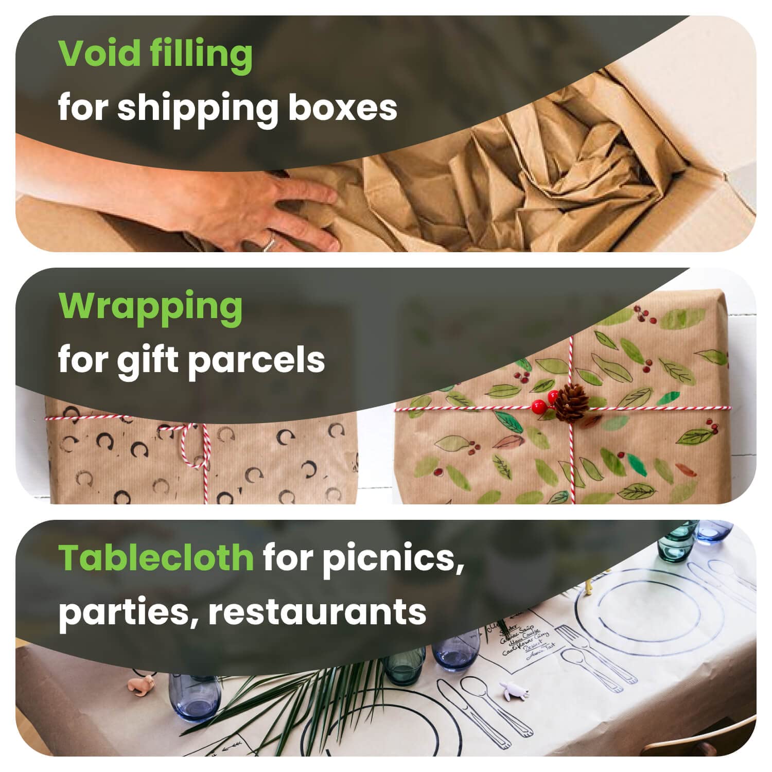 IDL Packaging Kraft Paper Roll Bundle - Eco-Friendly Wrapping Paper with Dispenser & Cutter for Shipping, Gift Wrapping & Crafts | Perfect for Small Businesses & Home Use