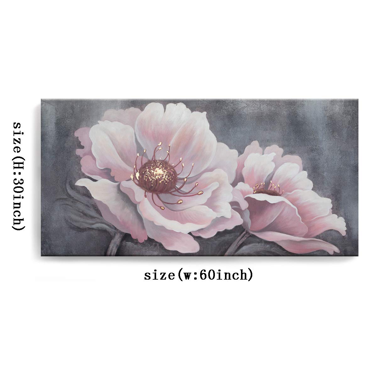 YJYart Large Pink Flower Canvas Wall Art - 29x58 Inch Modern Oil Painting for Living Room & Bedroom Decor - Easy to Hang Home Wall Decorations | Perfect for Housewarming Gifts & Interior Design