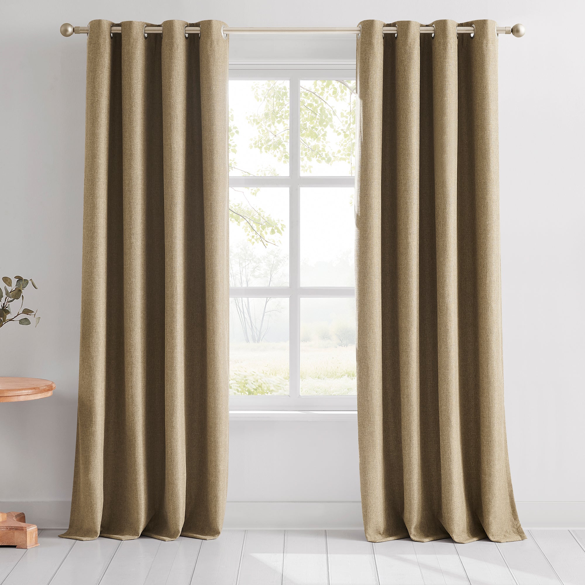 Meena Slub 100% Blackout Window Curtain Panels - Thermal Insulated Room Darkening Drapes for Bedroom & Living Room - Perfect for Home Theater, Nursery, and Shift Workers