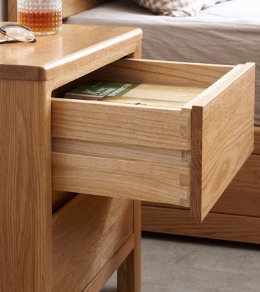 Solid Oak Wood Nightstand with Drawer - Rustic Bedside Table for Bedroom, Living Room & Office - Durable & Stylish Furniture for Home Decor