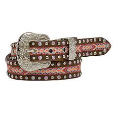 Angel Ranch Kids' Brown & Pink Aztec Belt - Stylish Western Belt for Girls & Boys | Perfect for Cowboy Boots, Jeans & Western Outfits