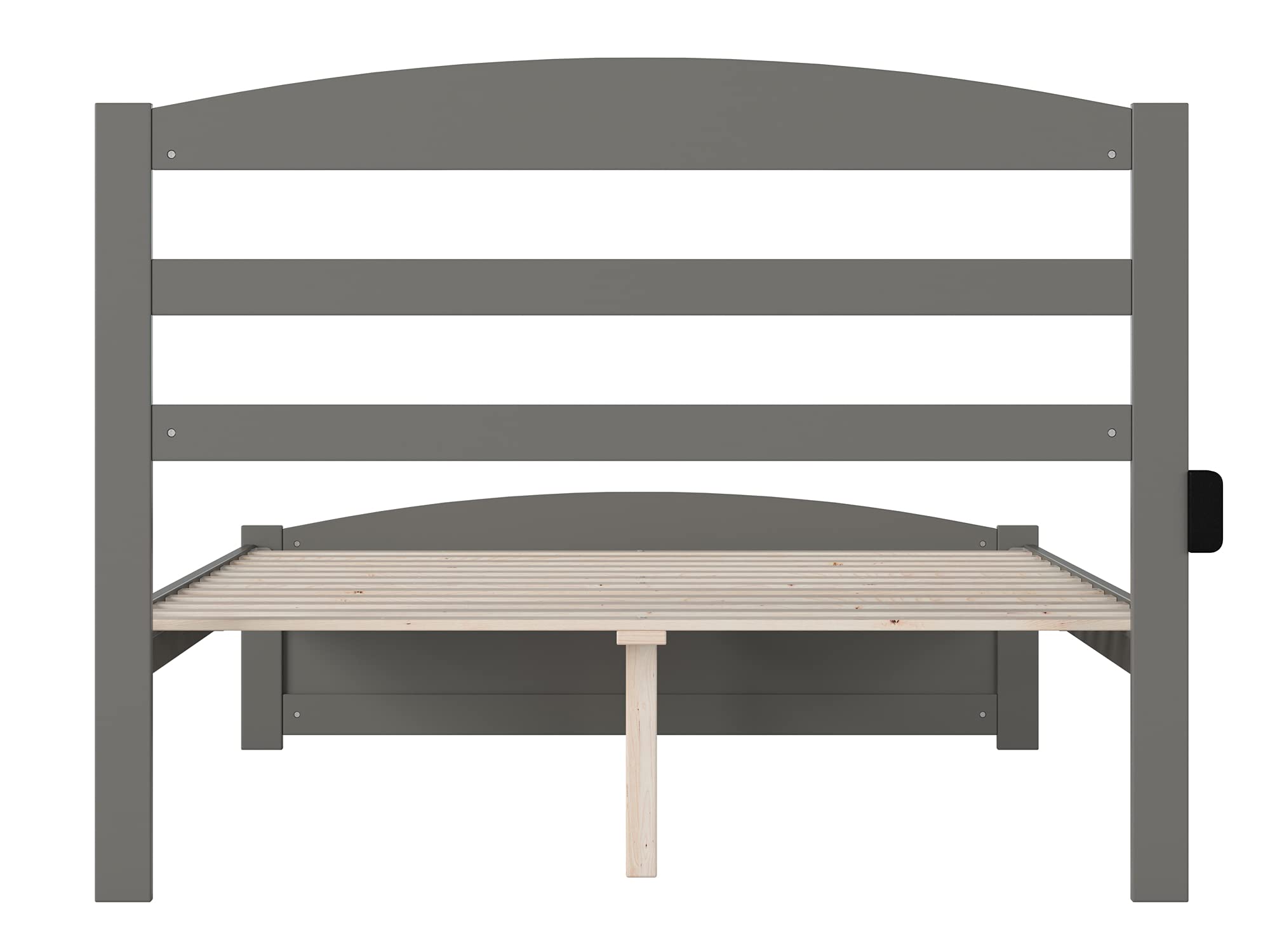 AFI Warren Full Size Platform Bed with Footboard & USB Charging Station - Modern Grey Wood Bed Frame for Master Bedroom, Guest Room, or Apartment