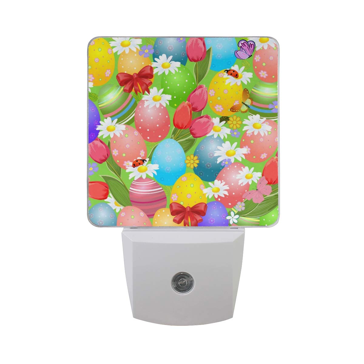 2 Pack LED Easter Night Lights - Colorful Egg & Flower Plug-in Nightlight with Dusk to Dawn Sensor, Soft White Glow for Kids & Adults | Perfect for Bedroom, Nursery, Hallway, Bathroom & Kitchen Decor