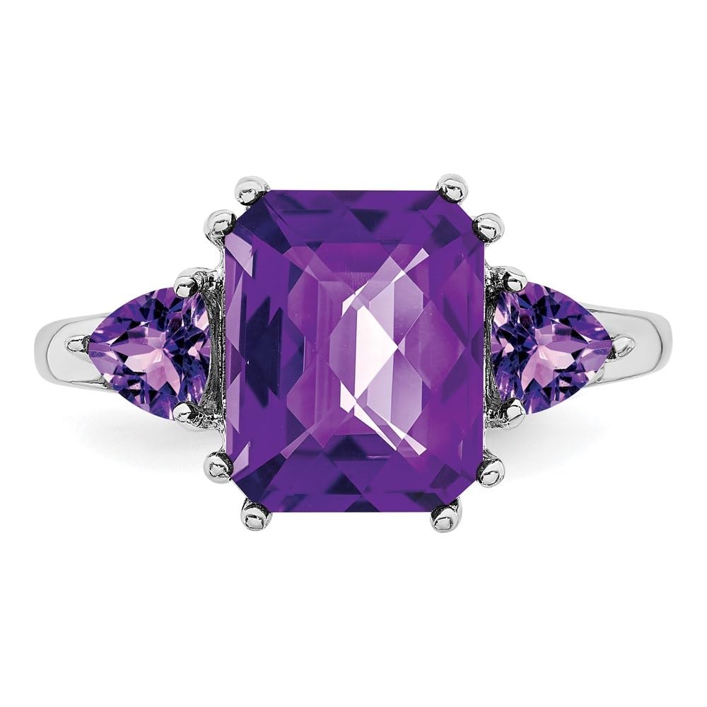 925 Sterling Silver Rhodium Plated Amethyst Engagement Ring for Women - 3.5ct Oval Cut Purple Gemstone Wedding Ring, Promise Ring, Anniversary Gift | Diamond2Deal