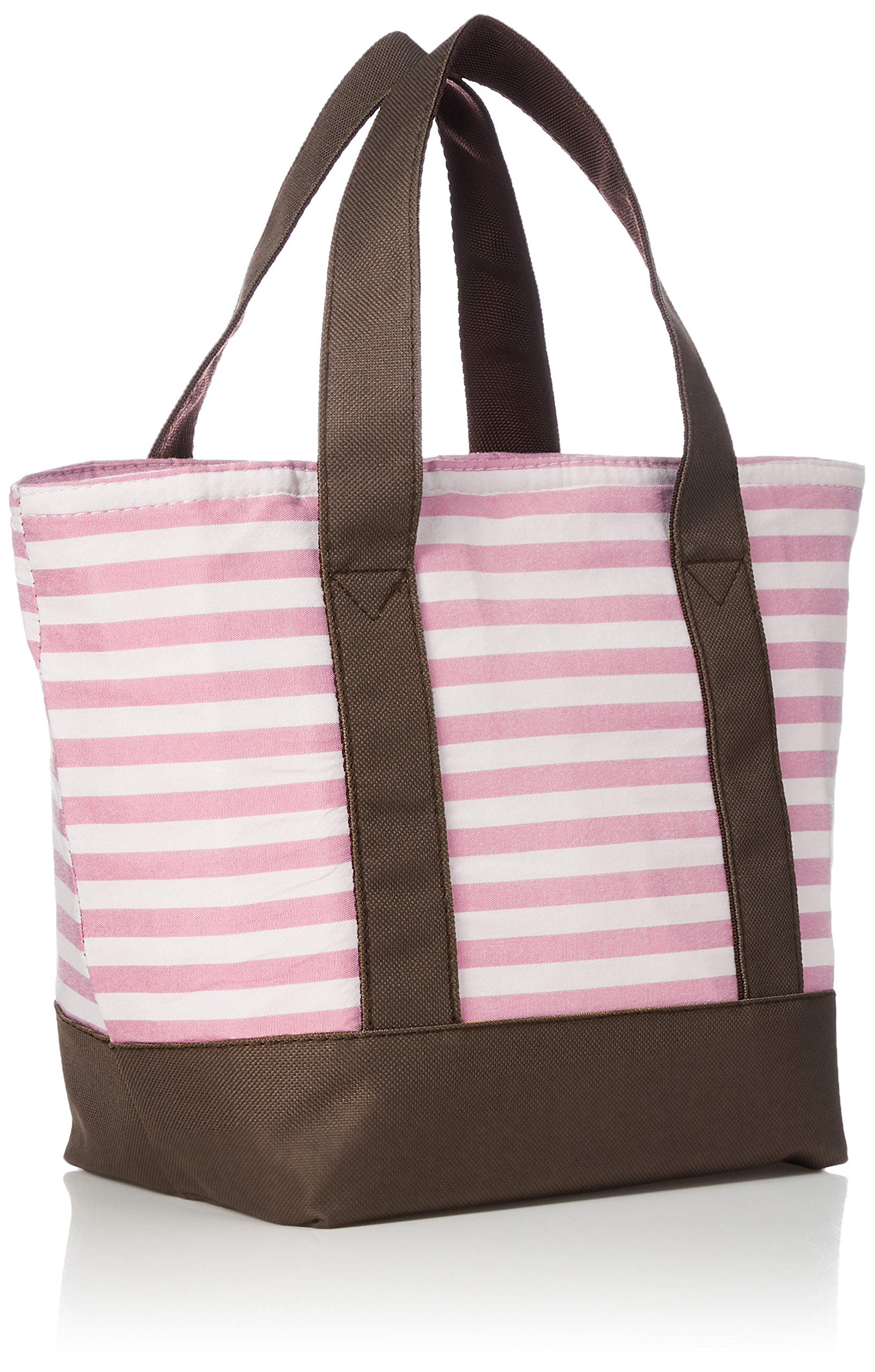 OFS 1903-4W82 Insulated Tote Lunch Bag with Border Pattern in Safety Pink - Perfect for Work, School, Picnics & Grocery Shopping