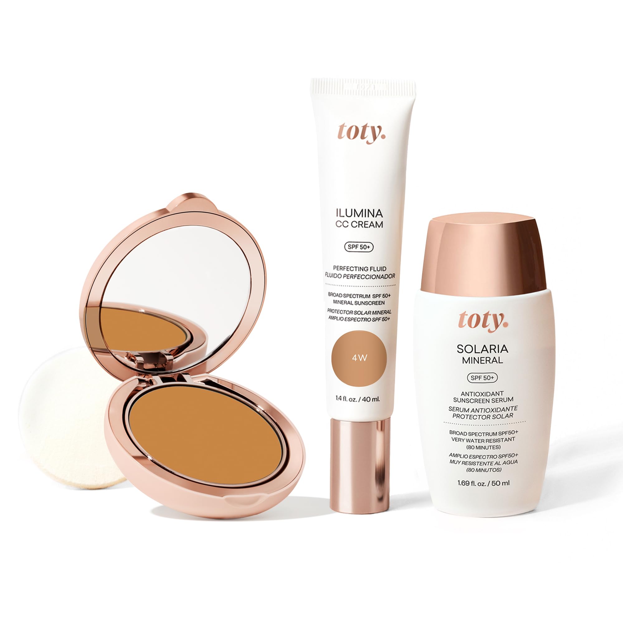 Ilumina CC Cream 100% Mineral Color Correcting Cream with SPF | Ilumina CC Creamy Compact Mineral Broad Spectrum Sunscreen for Face | Solaria Mineral Antioxidant Sunscreen Serum SPF 50+ 4W | Natural Makeup & Sun Protection for Daily Use, Outdoor Activities & Sensitive Skin