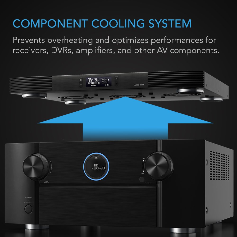 AC Infinity AirCom T8 Quiet Cooling Blower Fan System 17 for Receiver, Amps, DVR & AV Cabinet Components - Perfect for Home Theater, Gaming Setup & Electronics Cooling
