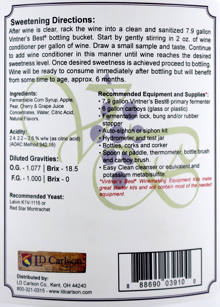 Premium Cherry Fruit Wine Base Kit - 128 oz (1 Gallon) for Homemade Wine Making | Perfect for DIY Winemaking, Gifts & Special Occasions