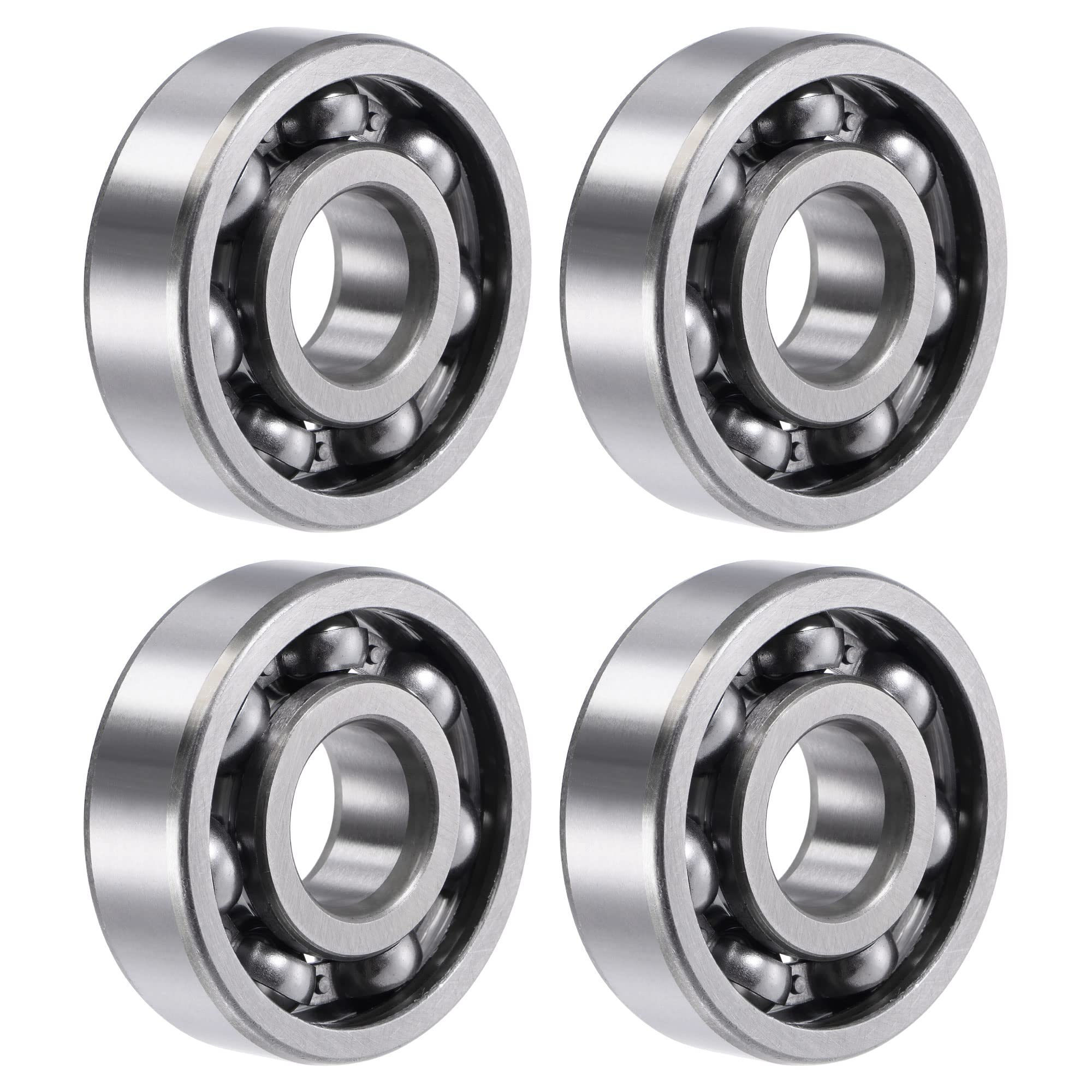 uxcell 6303 Deep Groove Ball Bearings 17mm x 47mm x 14mm, C3 Clearance Open Type Chrome Steel (4 Pack) - Perfect for Industrial Machinery, Automotive Parts, and DIY Projects