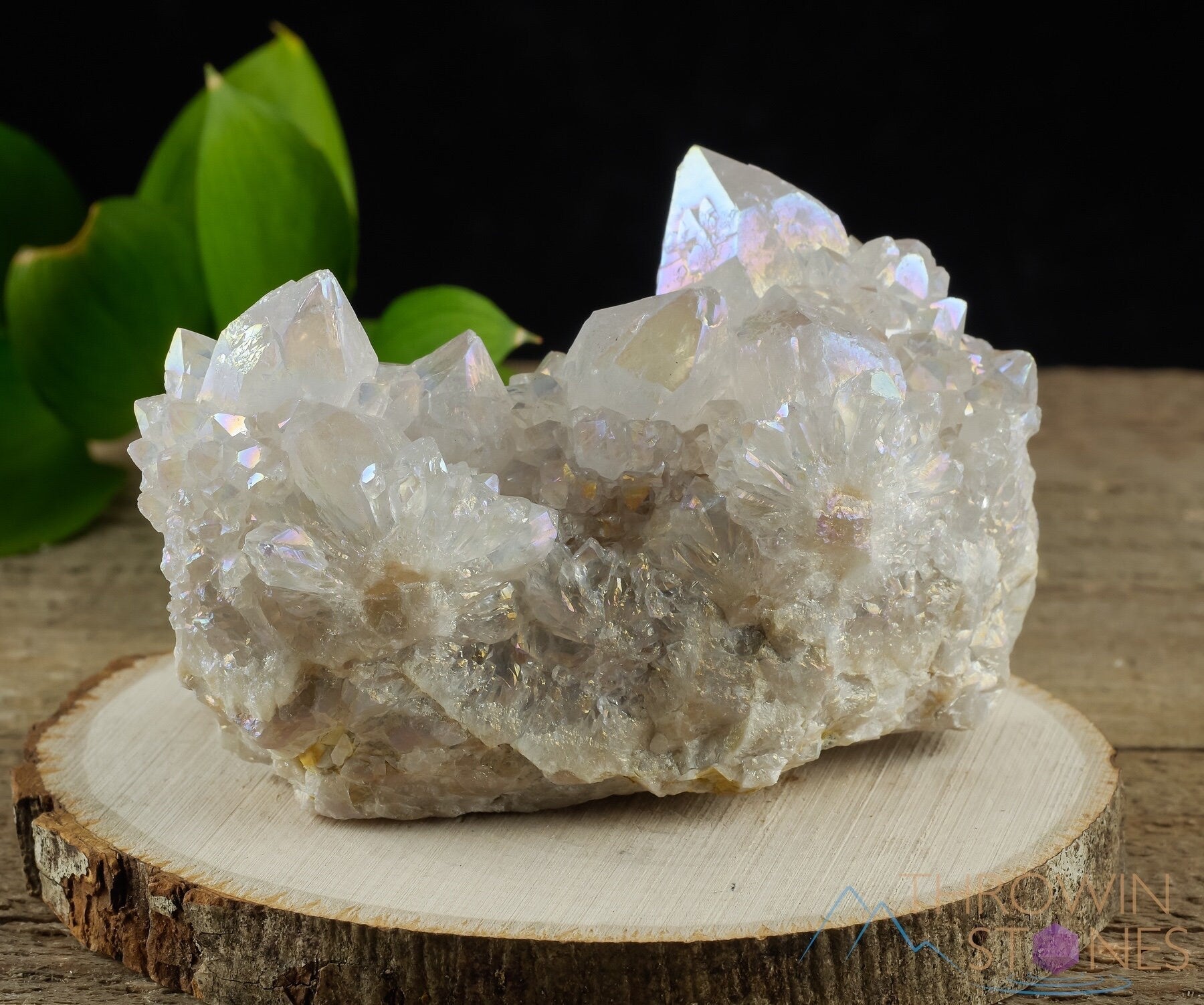 Angel AURA QUARTZ Crystal Cluster - Natural Rainbow Quartz Healing Stone, Spirit Quartz Cluster for Meditation & Energy Work | Home Decor, Office Feng Shui, Reiki Healing & Spiritual Gift (R0429)