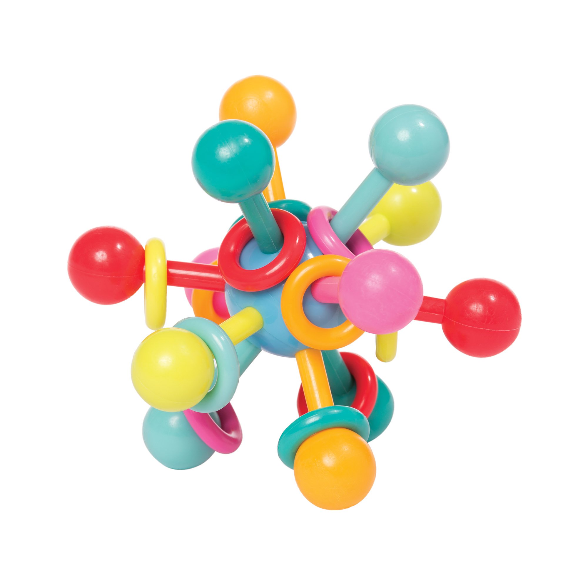 Manhattan Toy Atom Rattle & Teether Grasping Activity Baby Toy - Colorful Sensory Toy for Newborns & Infants - Perfect for Teething Relief, Early Learning & Playtime Fun