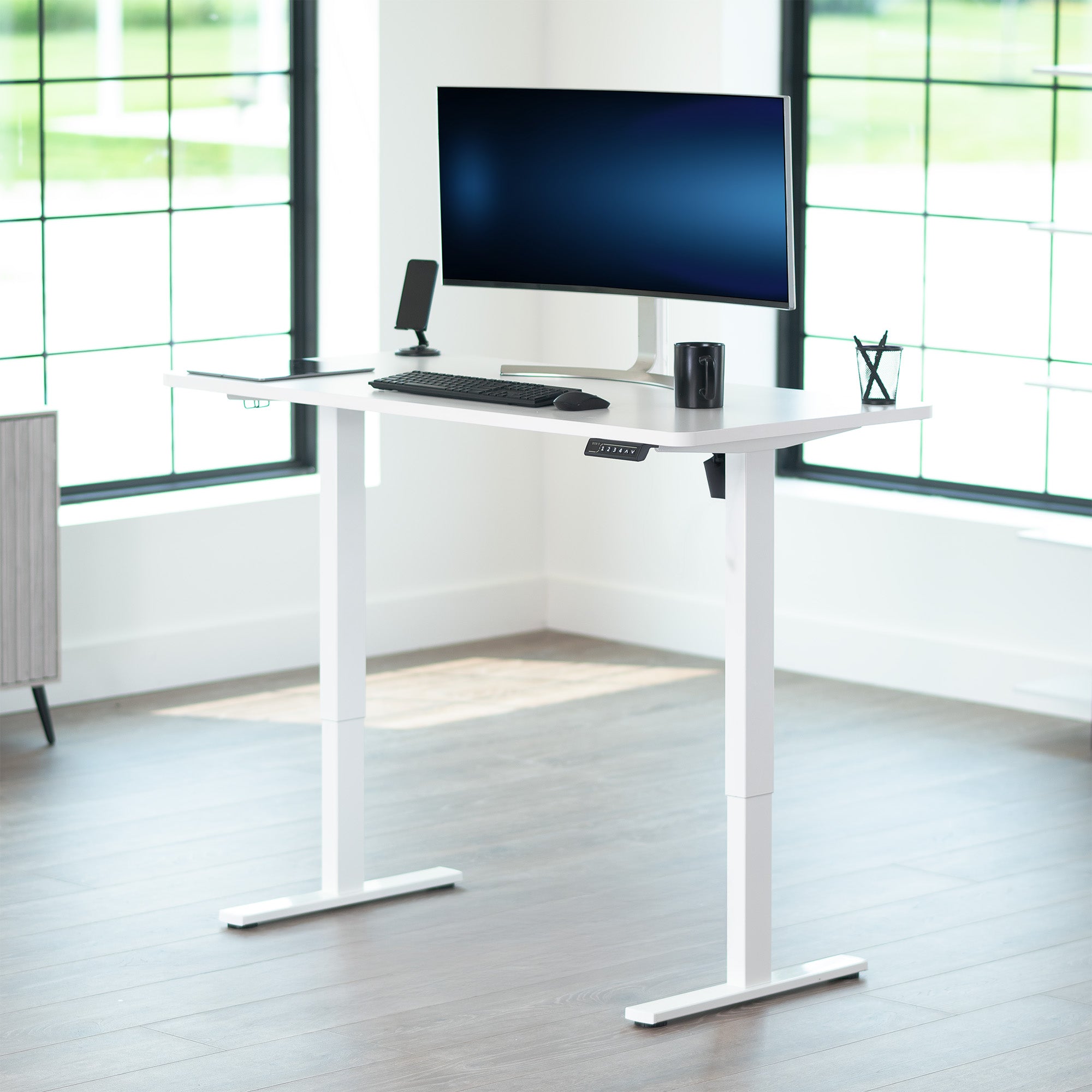 1B Solid Top Series Single Motor Electric Standing Desk with Push Button Memory Controller - Perfect for Home Office, Gaming & Workspace Ergonomics