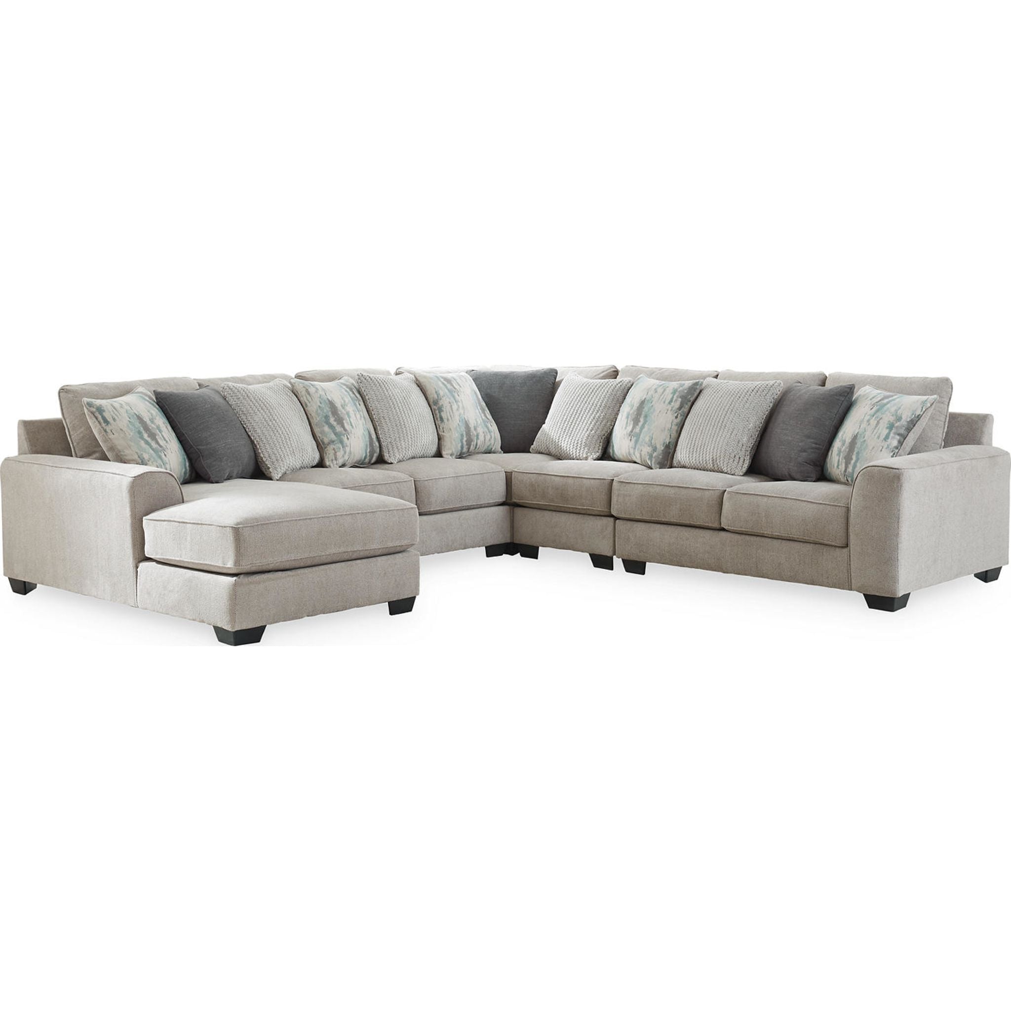 Ardsley 5-Piece Sectional Sofa with Chaise Lounge - Modern L-Shaped Couch Set for Living Room, Family Room & Home Theater - Soft Fabric Upholstery & Comfortable Seating