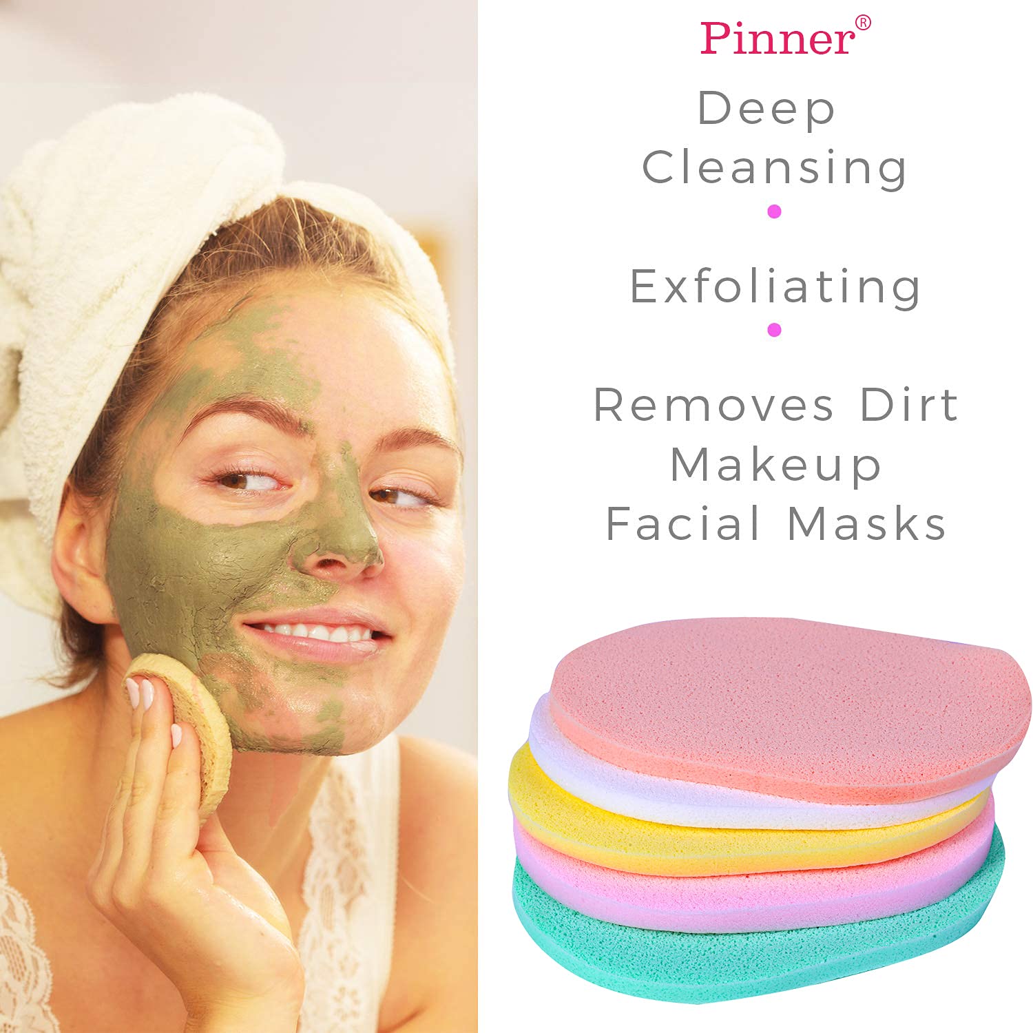 PINNER 6-Pack Extra Soft Facial Sponges | Gentle Makeup Remover & Skin Cleansing Sponges | Perfect for Daily Face Wash, Makeup Removal & Sensitive Skin Care