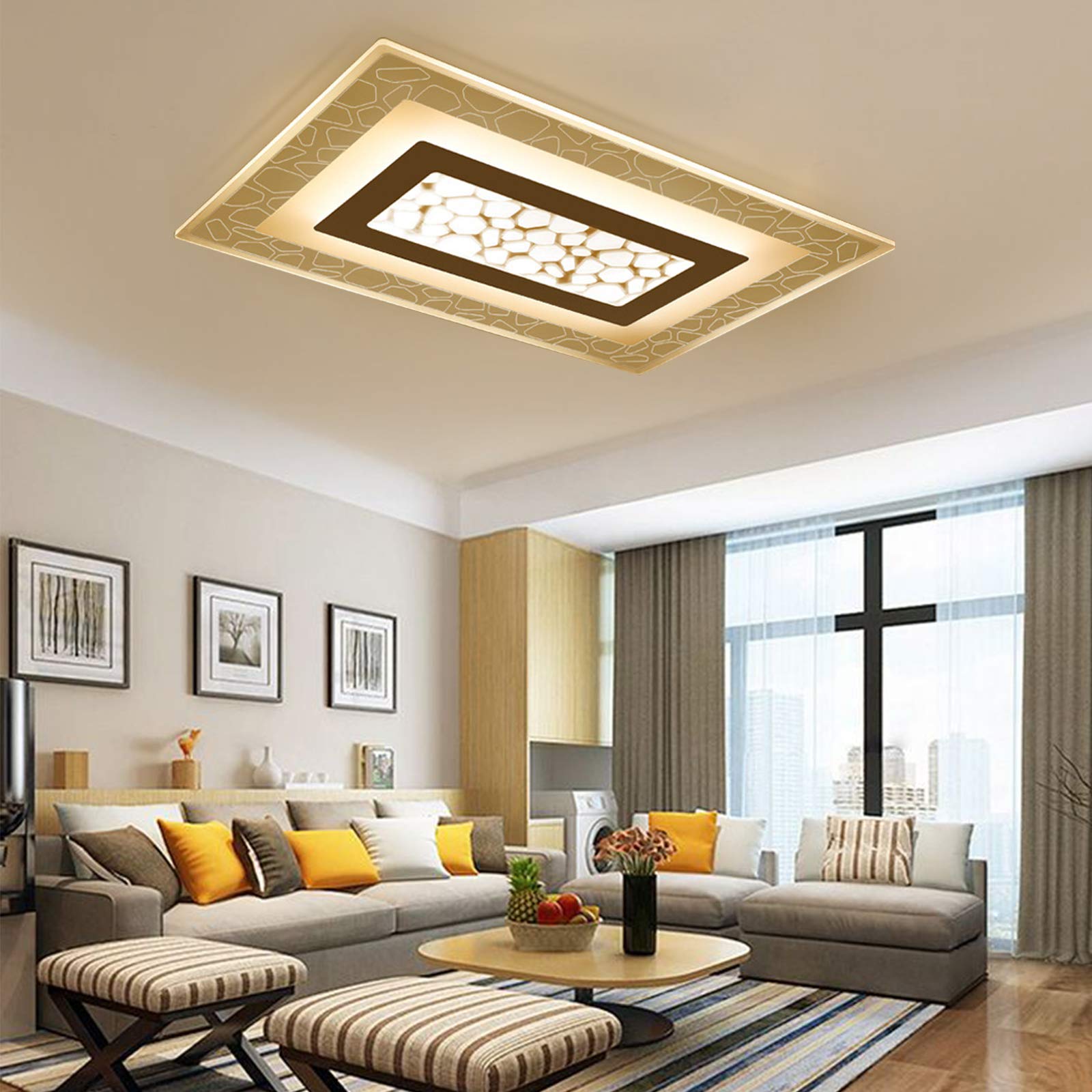 Modern LED Chandelier Ceiling Light Fixture - 3 Dimmable Lights with Remote Control, Aluminum & Acrylic Pendant Lighting, Flush Mount for Kitchen Island, Dining Room, Living Room, Foyer - Perfect for Home Decor and Ambient Lighting
