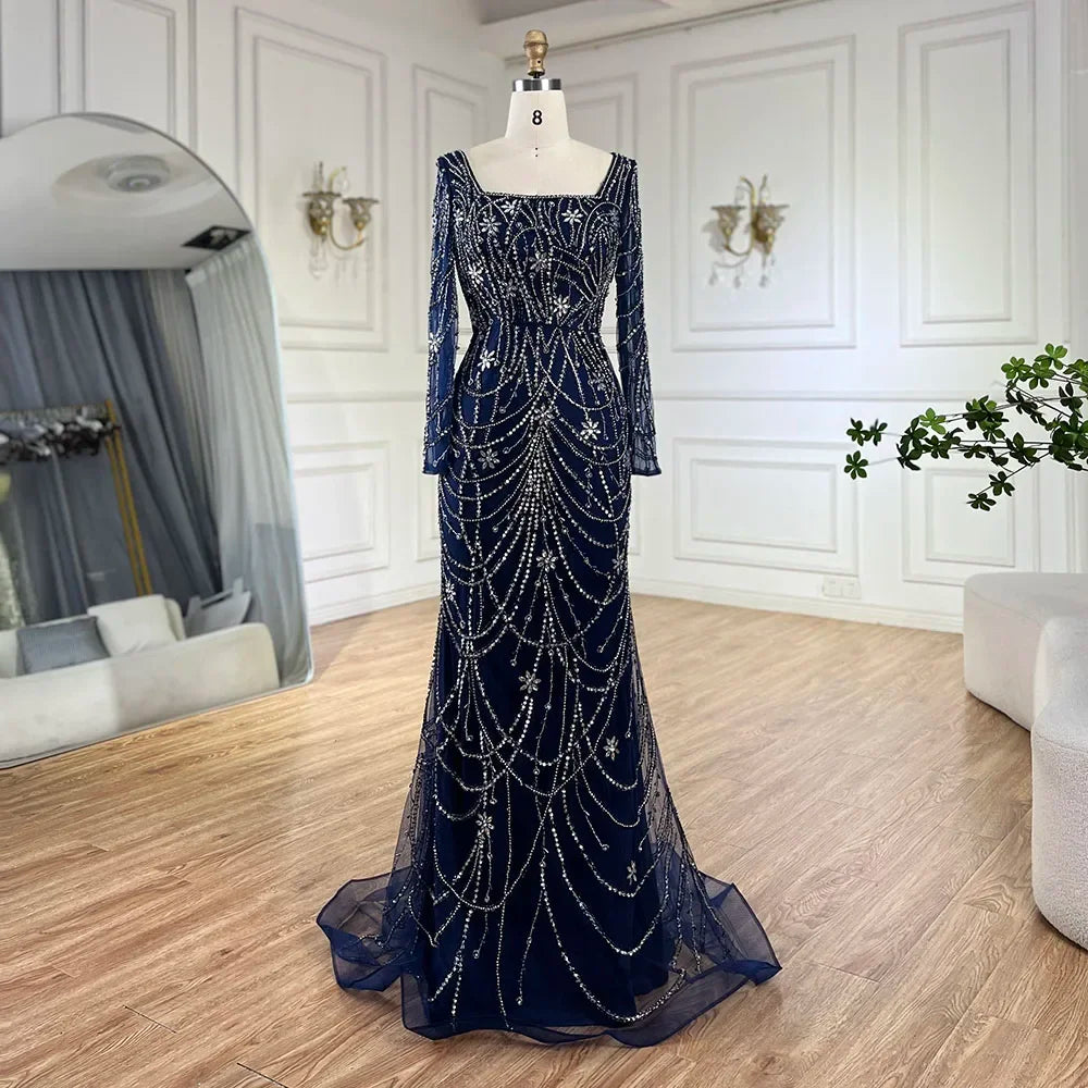 Serene Hill Dark Green Mermaid Dress with Crystal Beads | Elegant Arabic Evening Gown for Women | Perfect for Weddings, Parties & Special Occasions | 2025 LA72242 | Formal Wear for Red Carpet Events & Gala Dinners