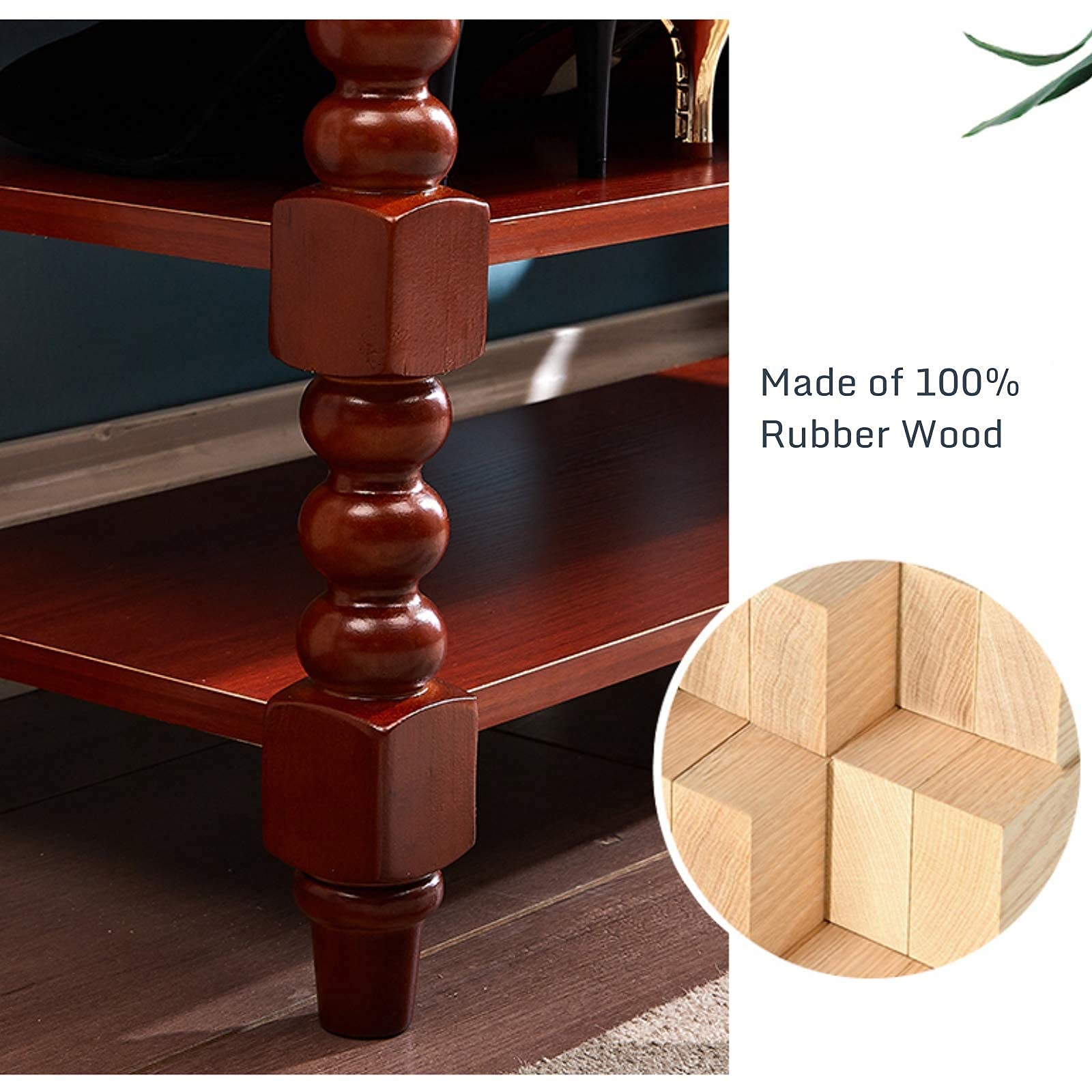 Solid Wood Shoe Storage Bench with Cushion - 39.4