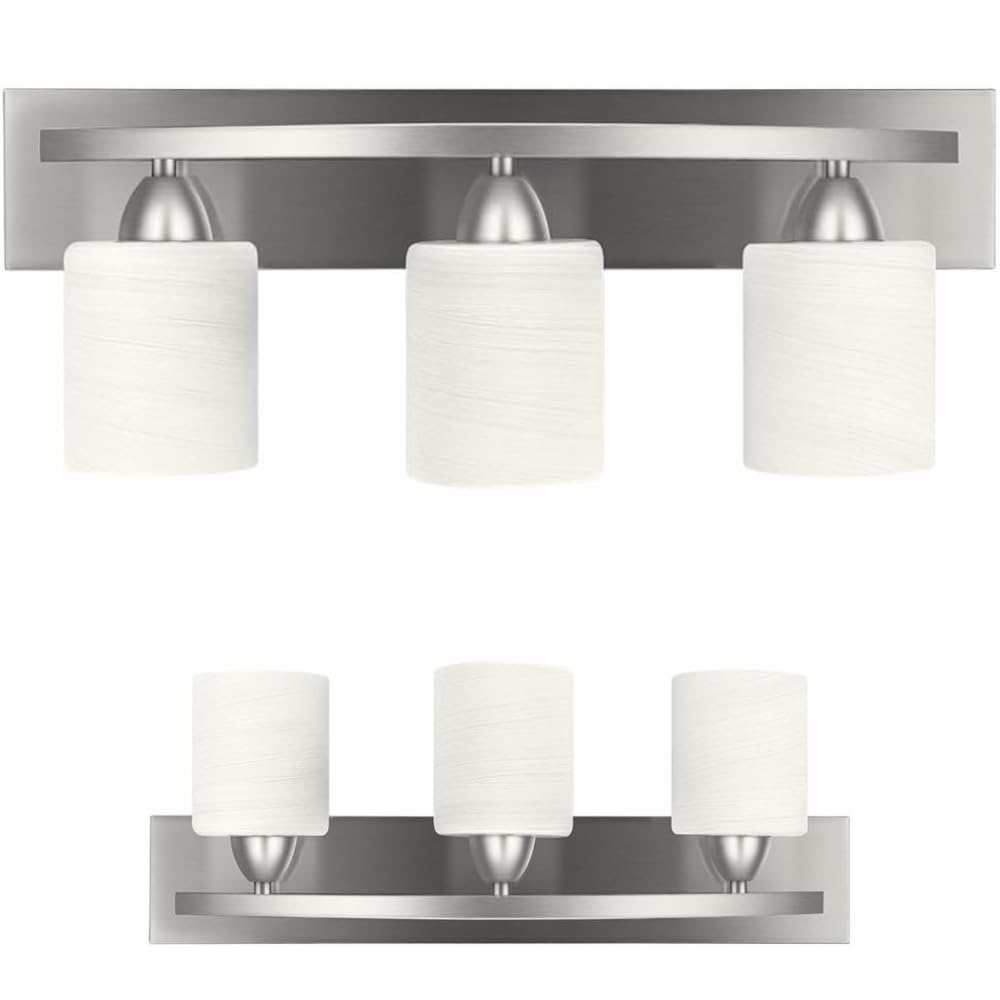 Modern Bathroom Vanity Light Fixture - Brushed Nickel 3-Light Over Mirror Lighting - Frosted Glass Shade Contemporary Bathroom Sconce - Perfect for Master Bath, Powder Room & Spa-Like Vanity Areas