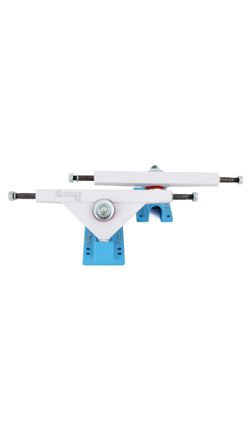 Premium 10-Inch Penny Longboard Trucks in White & Blue - Perfect for Cruising, Commuting & Downhill Riding