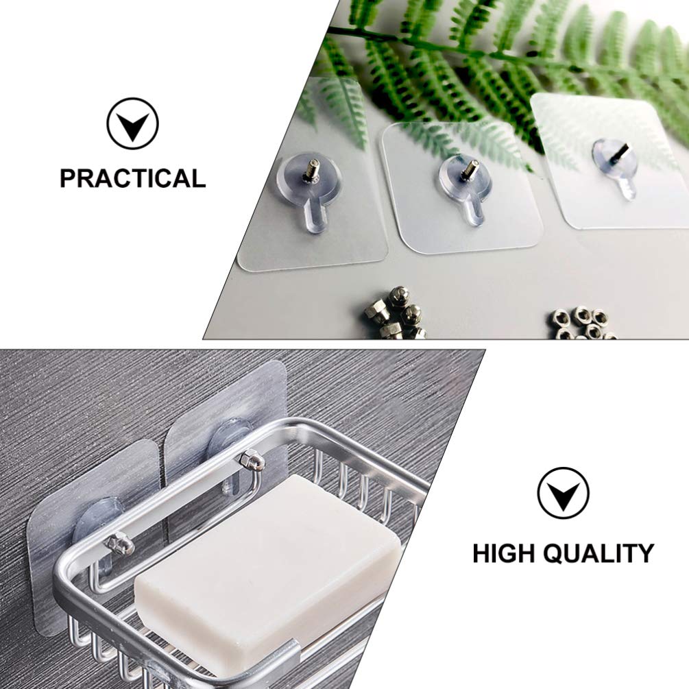 20-Pack Cabilock No Trace Screw Sticker Wall Hooks - Heavy Duty Self Adhesive Hangers for Clothes, Posters & Photos - Strong Acrylic Wall Mounted Hooks for Home, Office & Dorm Organization (Traceless Removal)