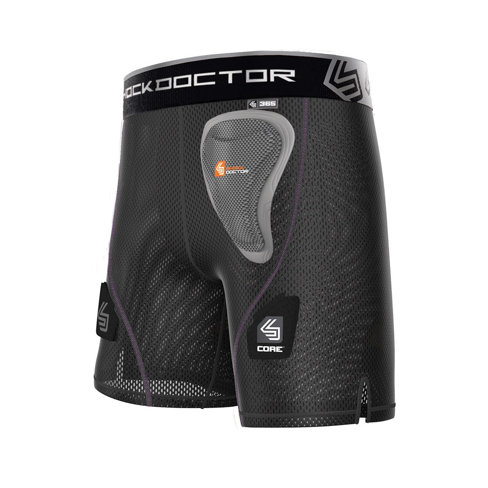 Shock Doctor Core Youth Girls Compression Hockey Shorts with Pelvic Protector - Protective Hockey Underwear for Girls, Perfect for Ice Hockey, Field Hockey & Sports Training