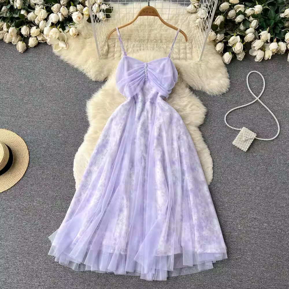 Elegant French Pink Summer Dress - Sweet Fairy Style for Women | Perfect for Weddings, Parties & Special Occasions