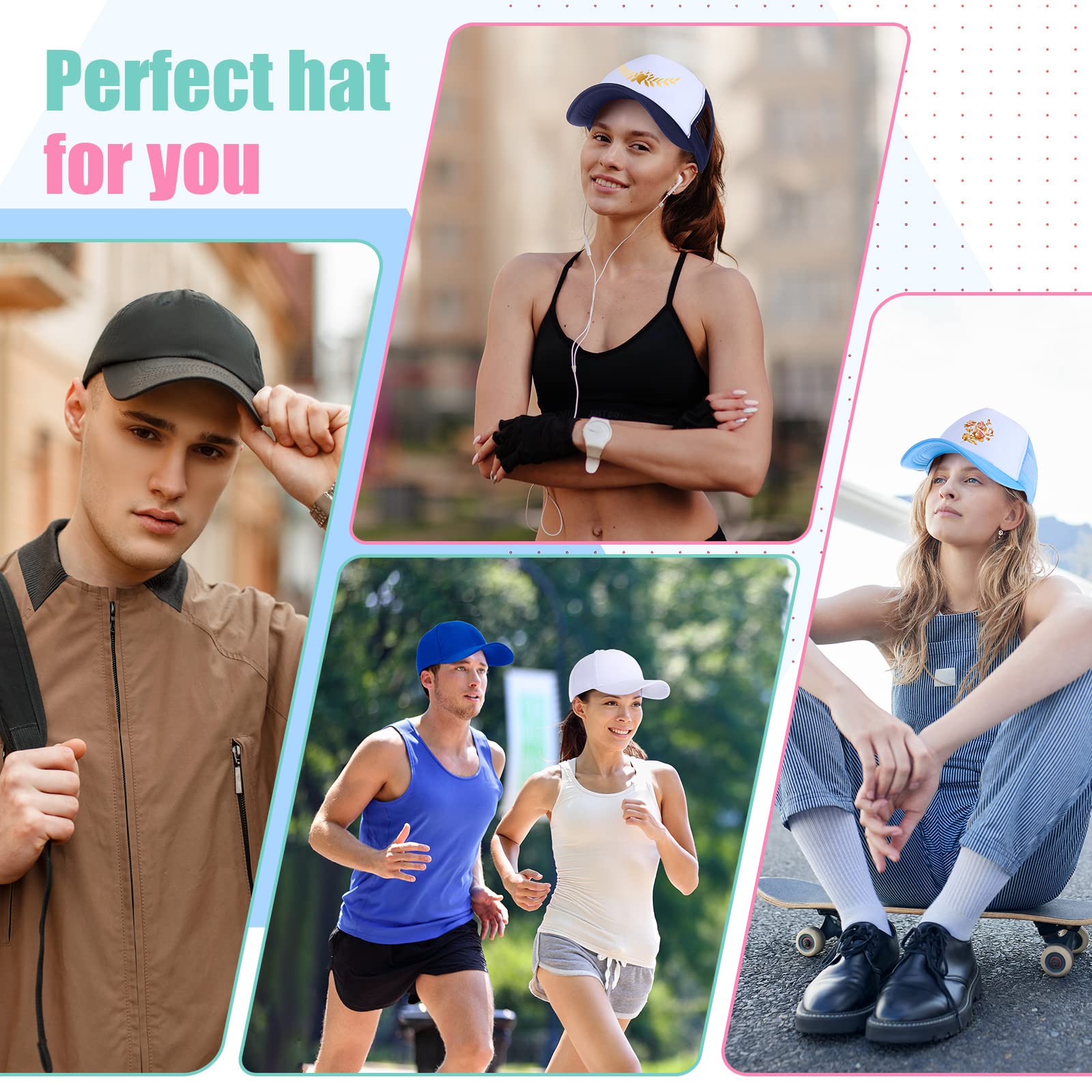 Janmercy 30 Pack Plain Blank Baseball Caps - Adjustable Sublimation Trucker Hats for Men & Women - Bulk DIY Customizable Hats for Outdoor Sports, Events, and Promotional Giveaways