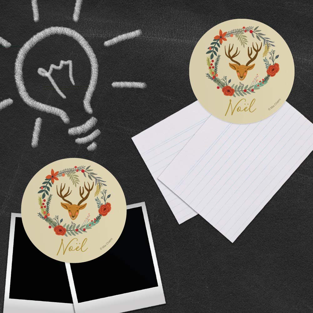 Christmas Noel Deer in Wreath Refrigerator Magnets - Festive Holiday Vinyl Fridge Magnet Set for Home, Office & Dorm Decor - Perfect for Christmas Decorations, Gifts & Winter Season