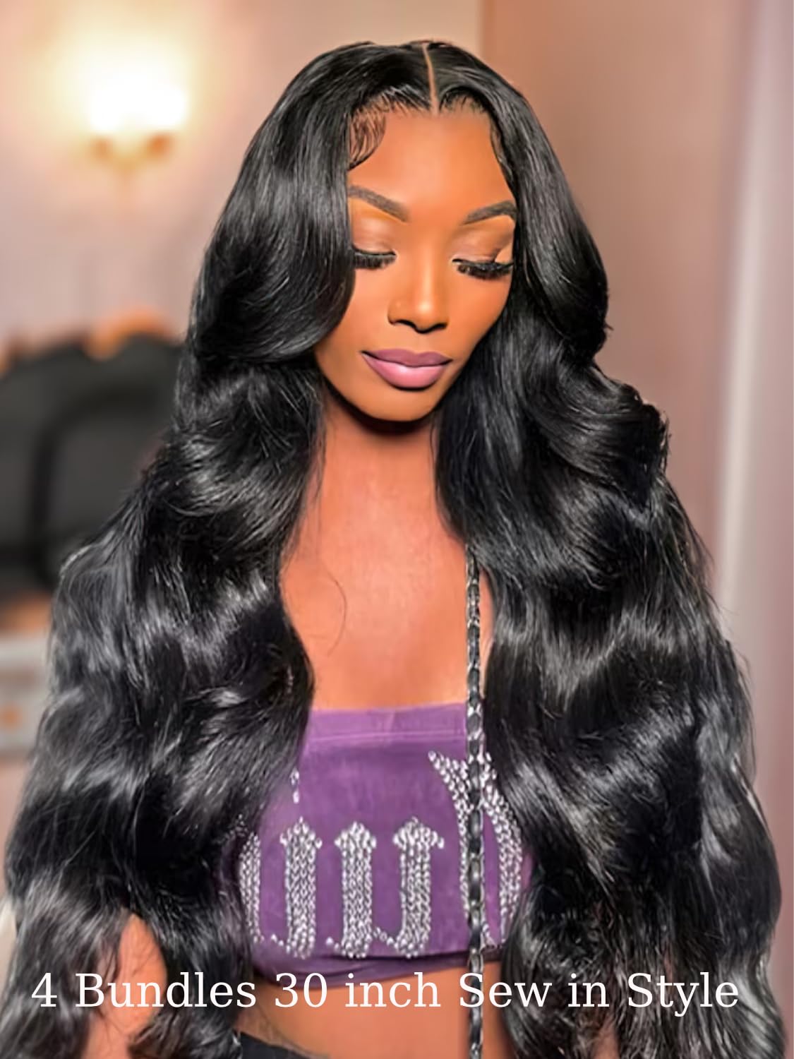 UNICE 100% Unprocessed Virgin Malaysian Body Wave Human Hair Weave - 3 Bundles (14/16/18 Inches) | Natural Color Sew-In Hair Extensions for Styling & Volume | Perfect for Daily Wear, Parties & Special Occasions