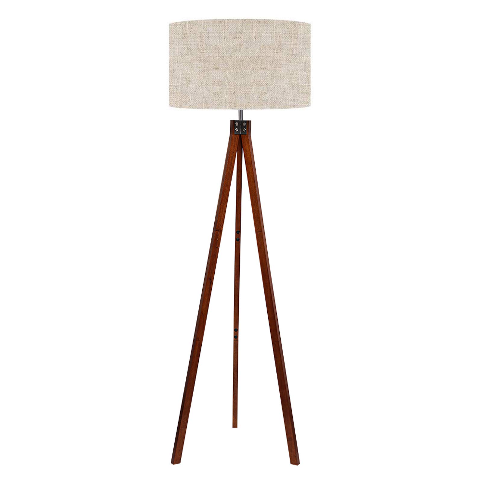 LEPOWER Mid Century Modern Wood Tripod Floor Lamp - Adjustable Standing Lamp with Flaxen Shade & E26 Base - Perfect for Living Room, Bedroom, Study and Office Lighting - Reading, Working & Relaxing Ambient Light