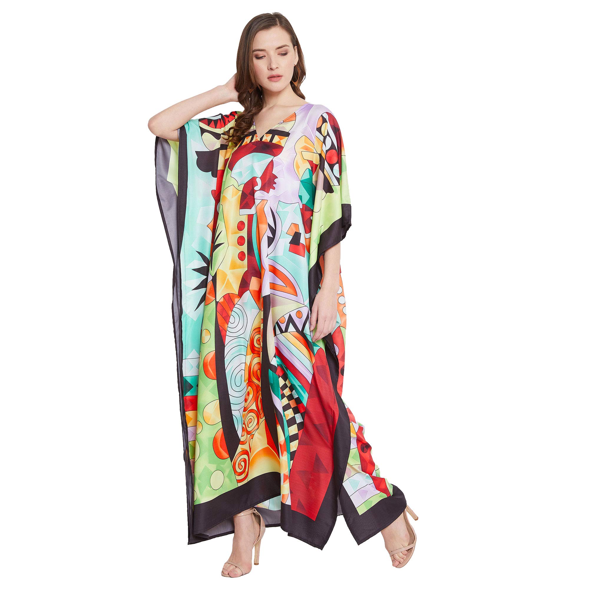 Oussum Plus Size Long Caftan Dress for Women - Beach Cover Up, Maxi Gown, Loungewear & Summer House Dress - Perfect for Vacations, Pool Parties and Relaxing at Home
