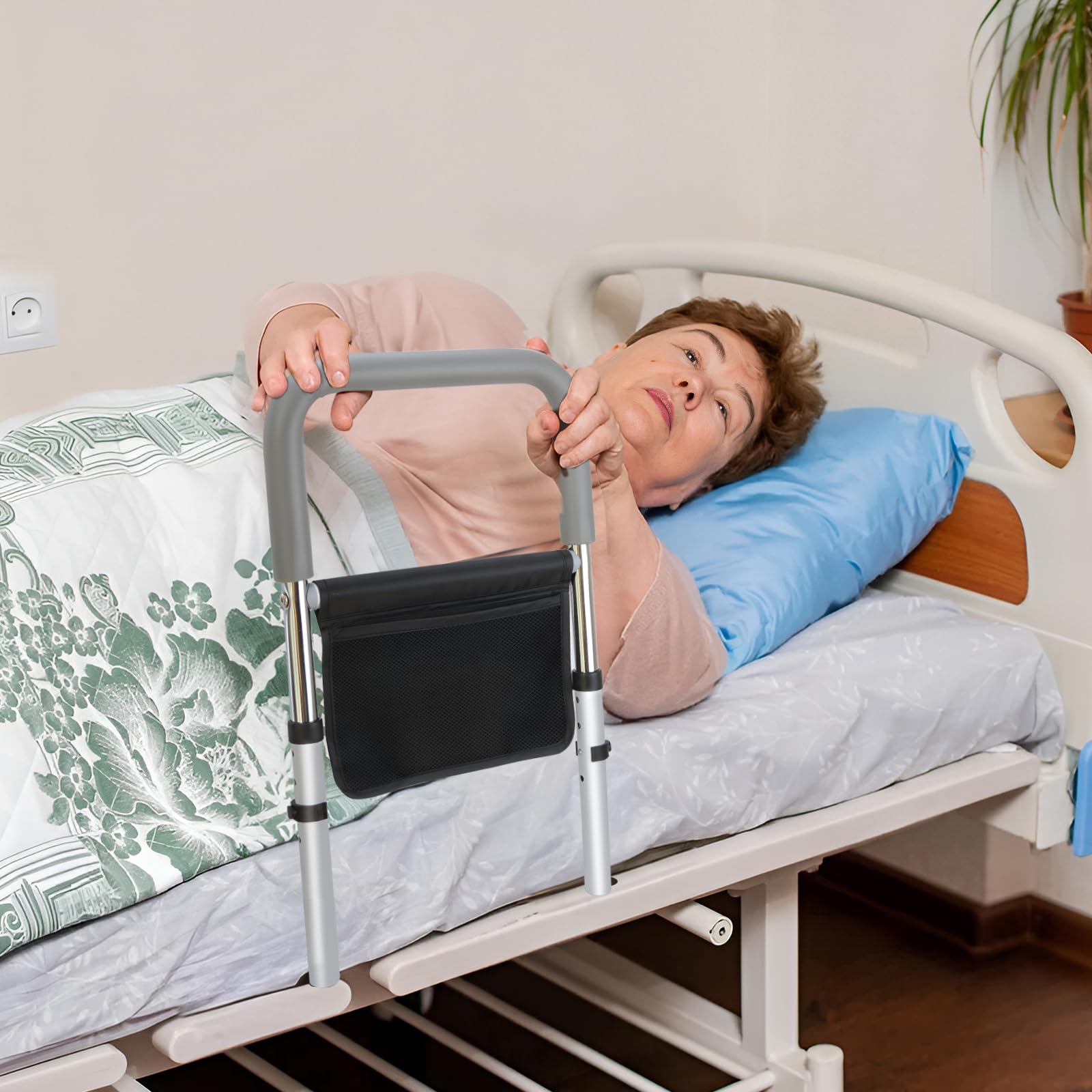 Adjustable Bed Rails for Elderly Adults - Safety Bed Assist Rails for Seniors Fall Prevention, Fits King Queen Full Twin Size Mattresses - Ideal for Home Care, Hospital Use & Mobility Assistance