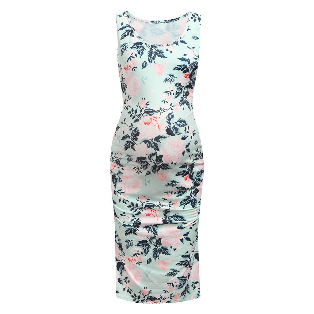 PAXOSTRO Women's Sleeveless Maternity Dress with Hood - Floral Print Pregnancy Clothes for Summer, Nursing & Casual Wear | Perfect for Baby Showers, Beach Outings & Everyday Comfort