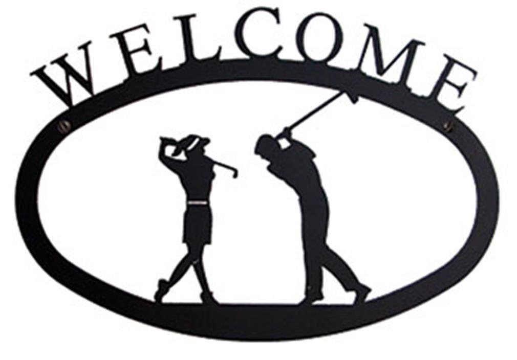 Vintage Wrought Iron Golfers Welcome Sign - Large Outdoor Decor for Front Door, Garden or Golf Clubhouse | Perfect Golf Lover Gift for Home & Office