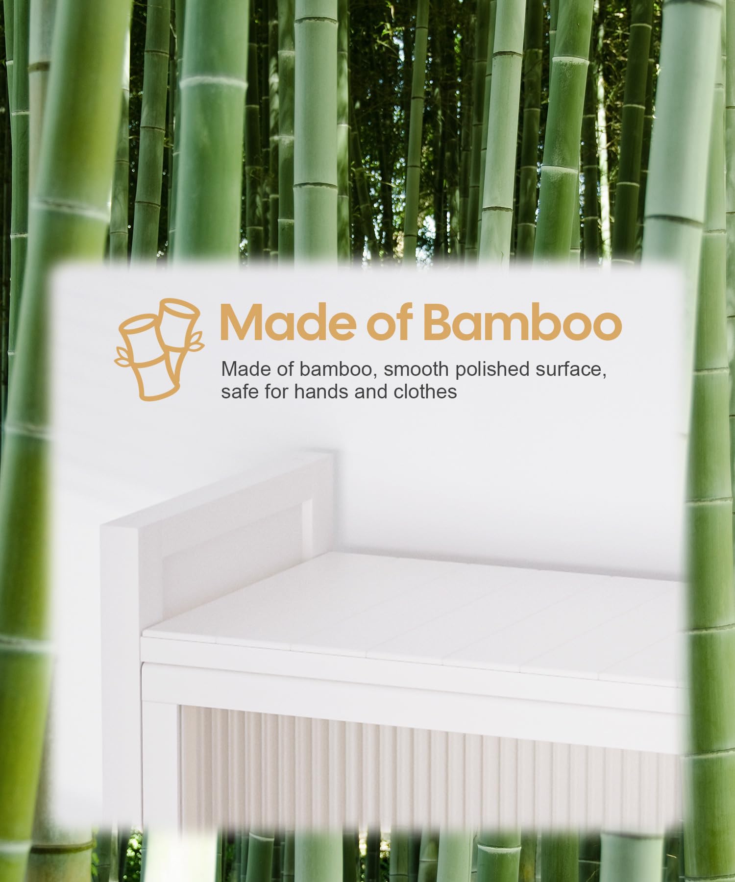 Over The Toilet Storage Cabinet with Drawer & Flip Door - Bamboo Bathroom Organizer Shelf | Anti-Tip Design, Waterproof Feet | Freestanding Space Saver for WC (White) - Perfect for Small Bathrooms & Apartment Storage Solutions